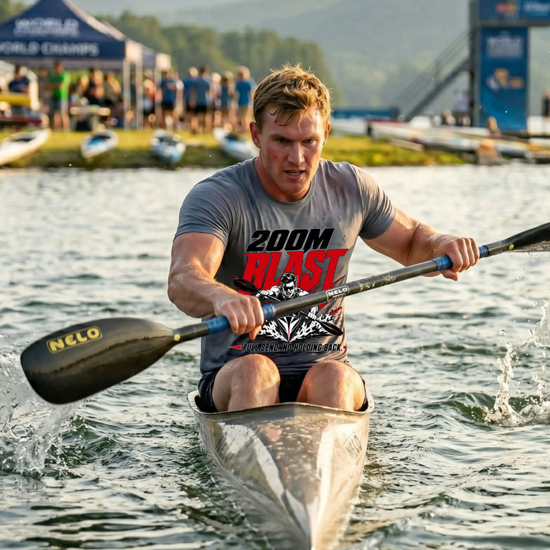 VELOCITY tees for kayak sprint and canoe racing paddlers who commit to every split