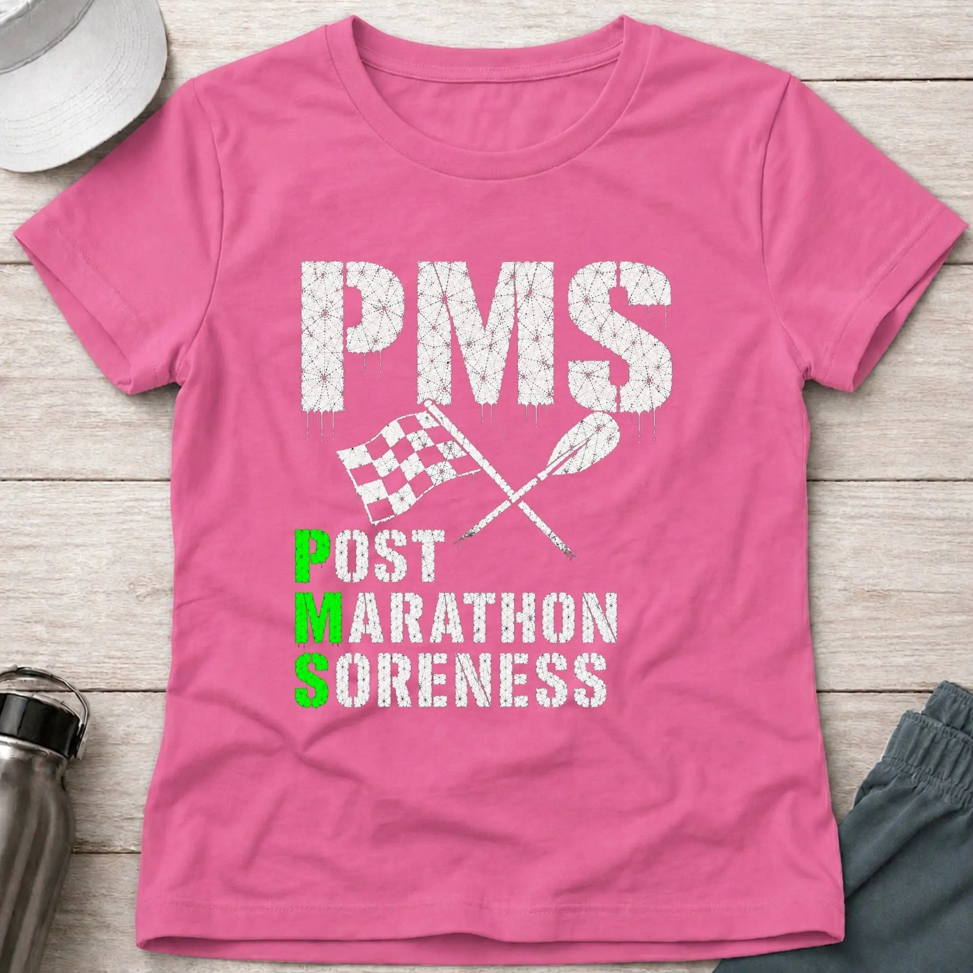 Azalea P.M.S. fitted tee — Post Marathon Soreness gift for women — Vector Paddle
