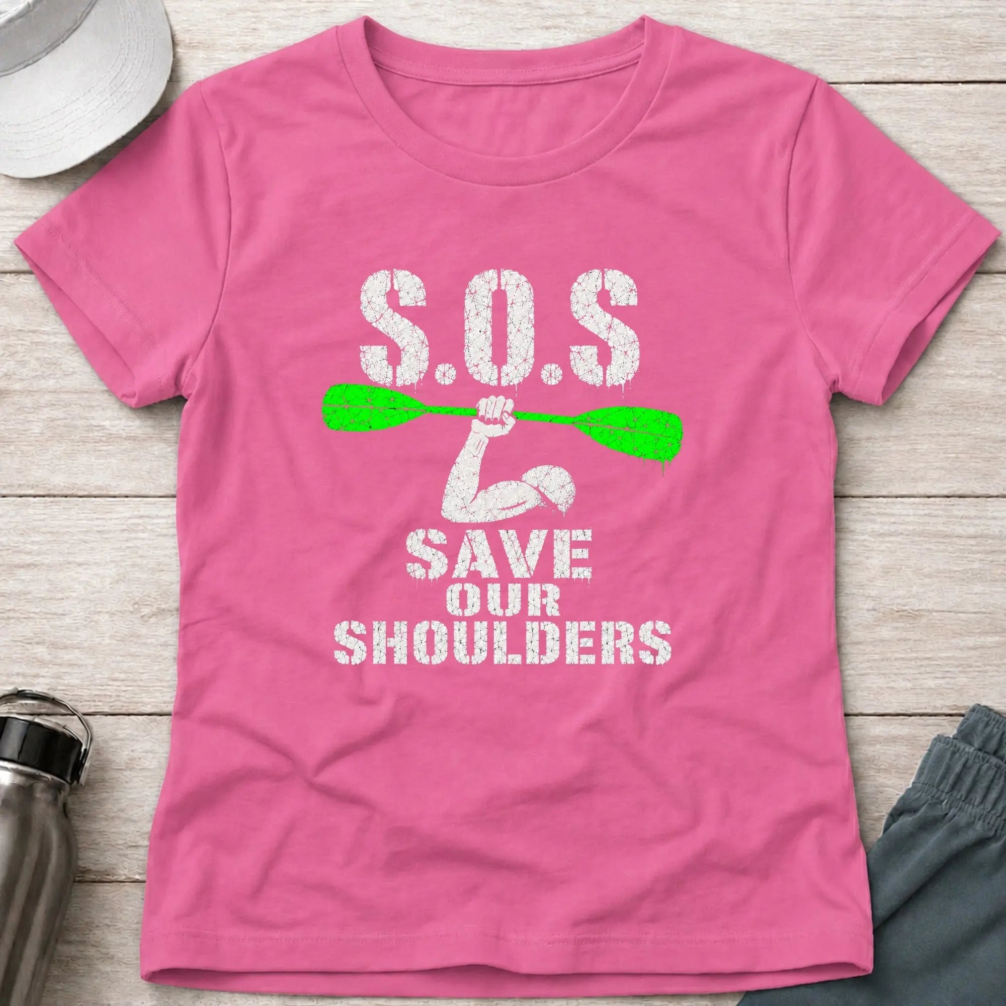 Azalea Save Our Shoulders fitted tee — marathon paddler gift for women — Vector Paddle