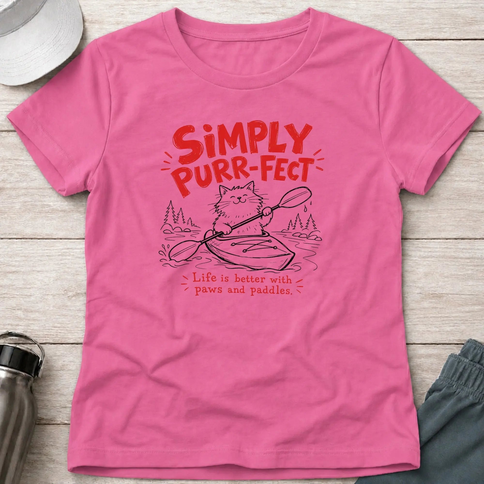 Azalea Simply Purr-fect fitted tee — cat-loving paddler gift — Vector Paddle