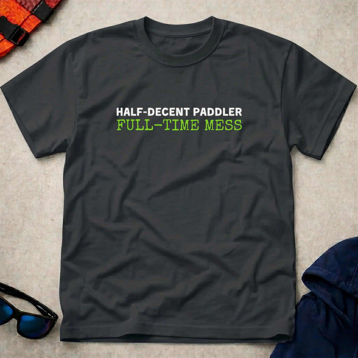 Black Full-Time Mess paddling tee — Vector Paddle