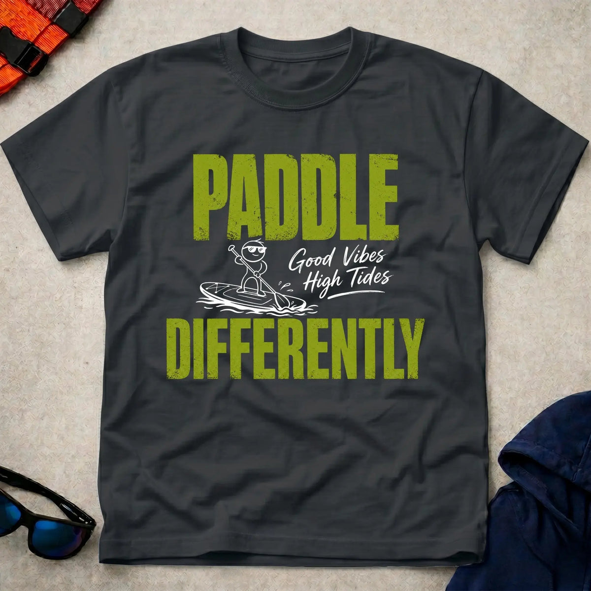Black Paddle Differently t-shirt for paddlers who do it their own way, Vector Paddle