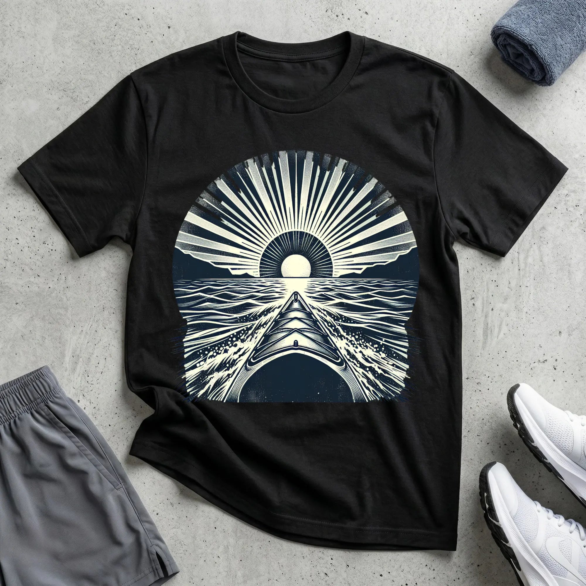 Vintage B&W Sunset. Relaxed T-Shirt Printify