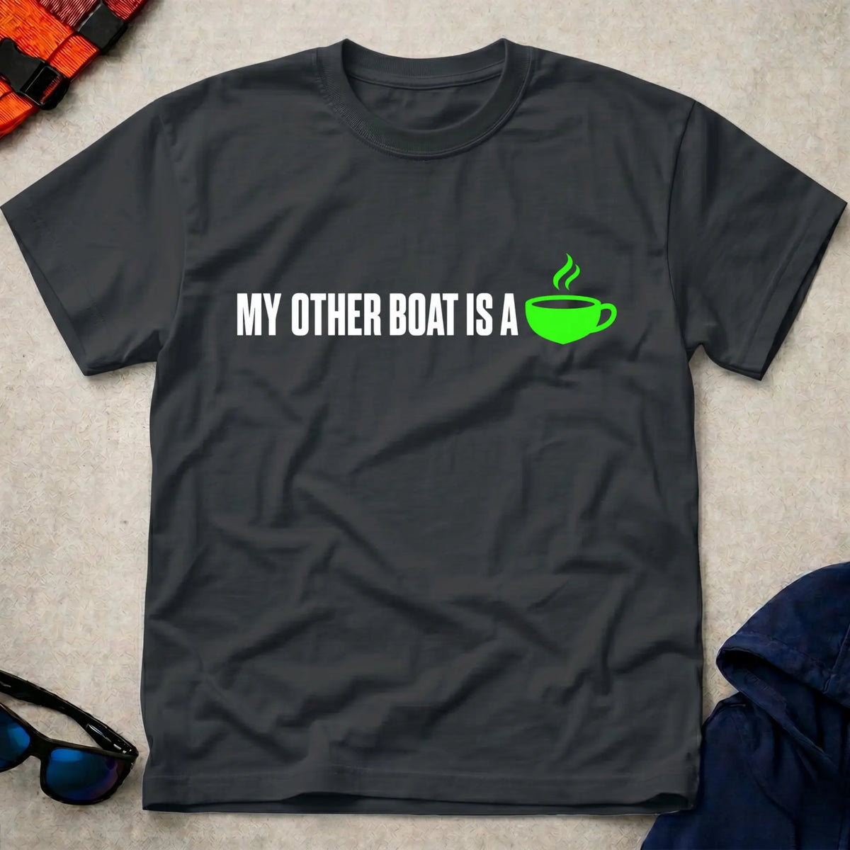 Black My Other Boat Is A Coffee Cup Tee - Vector Paddle