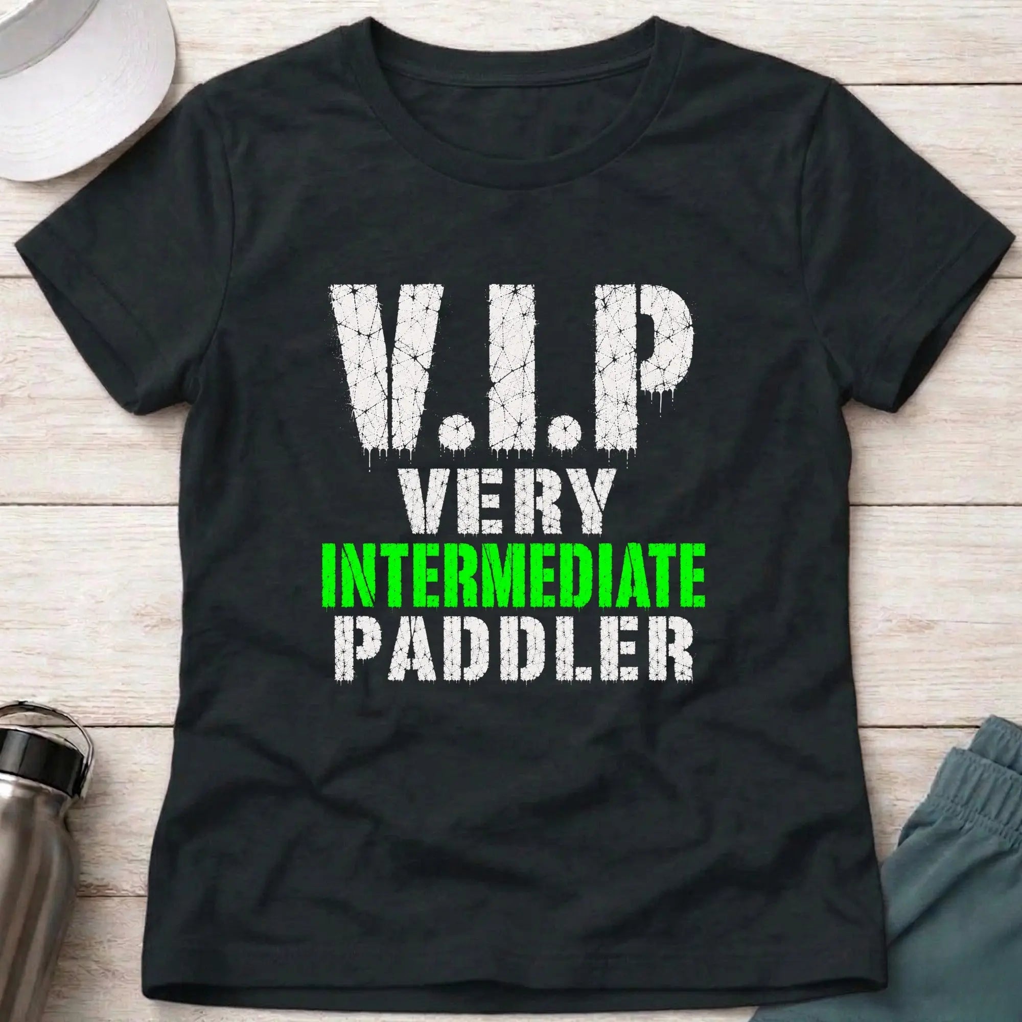Black Very Intermediate Paddler fitted tee — funny paddling gift for women — Vector Paddle