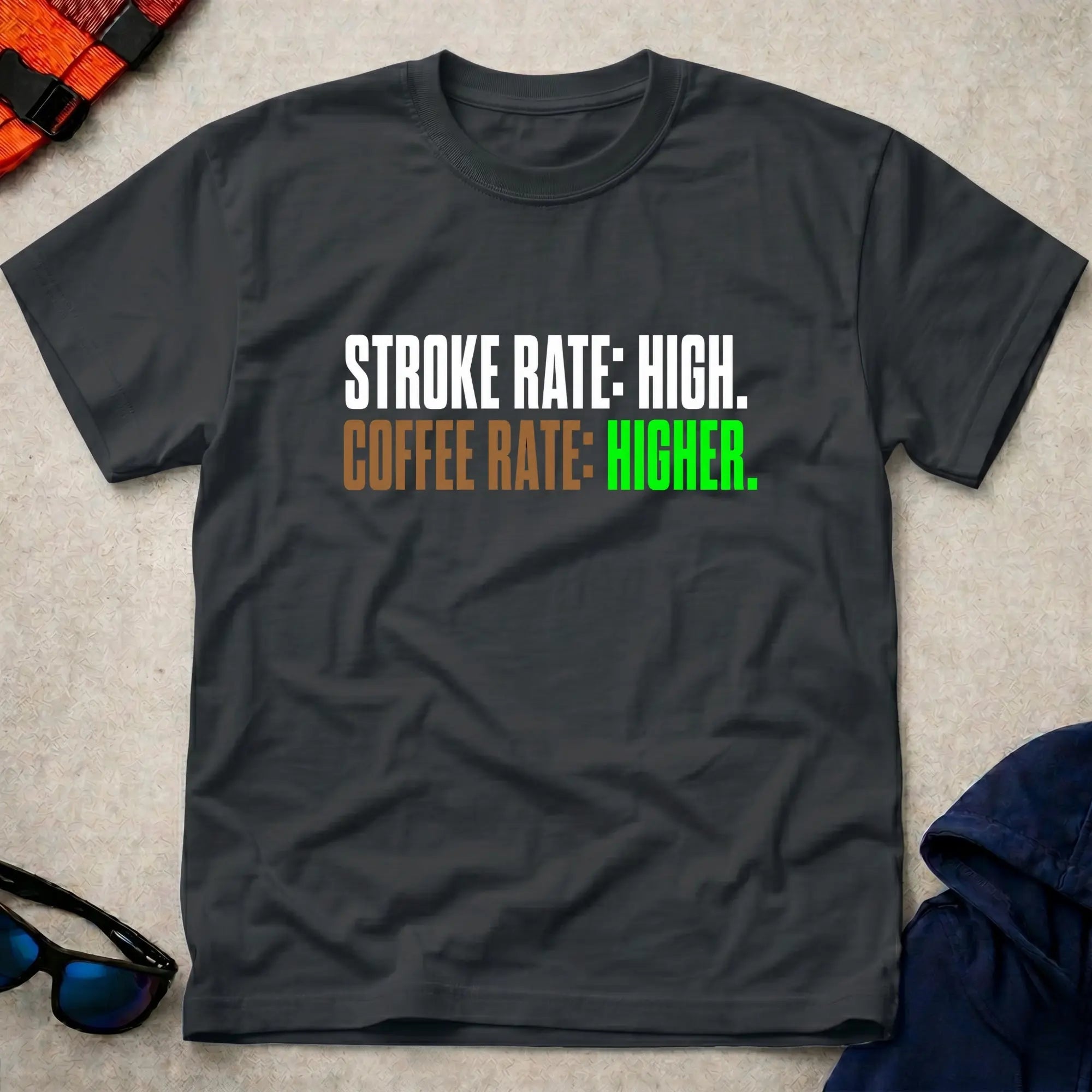 Black Stroke Rate Low, Coffee Rate Higher Tee - Vector Paddle