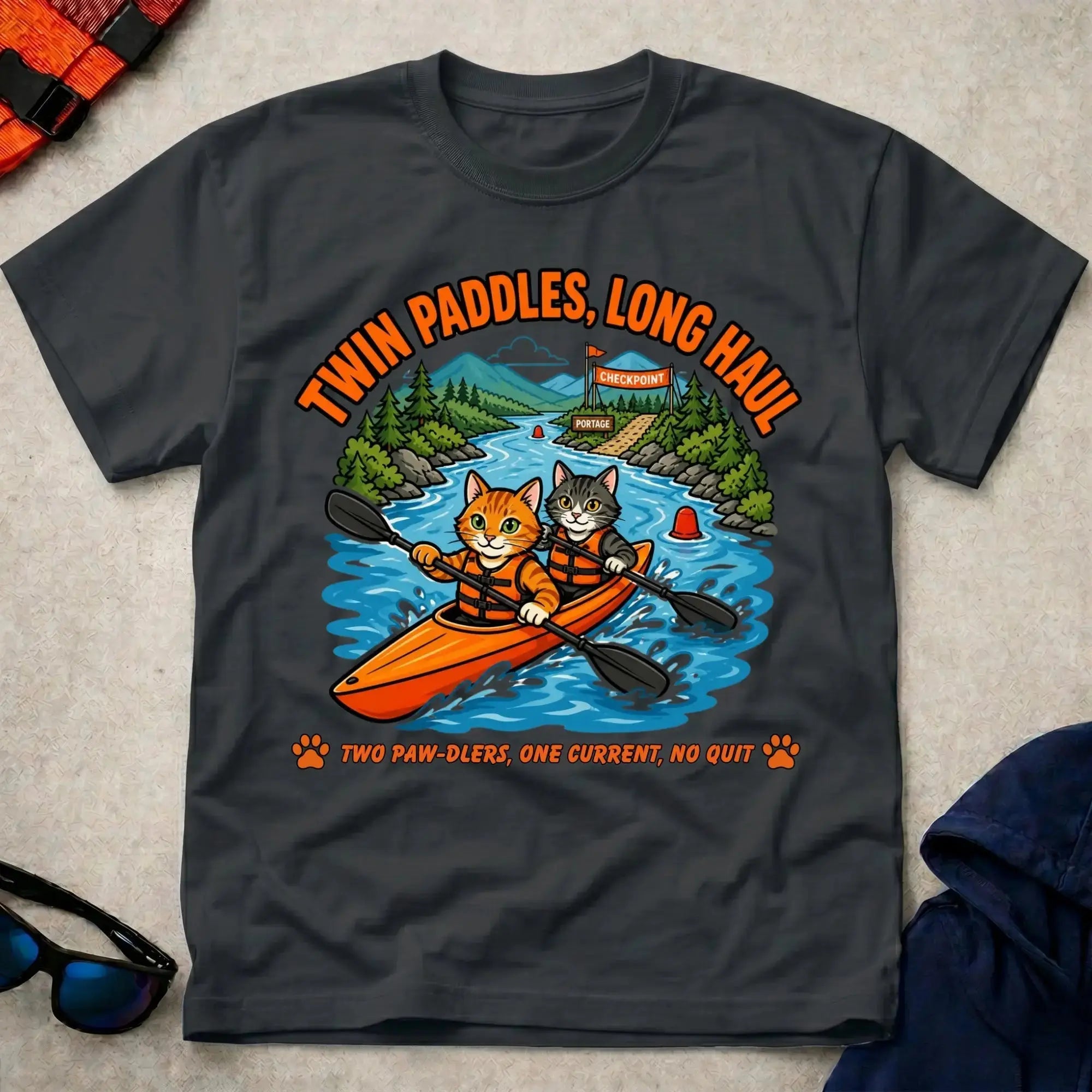 Black Twin Paddles, Long Haul tee — K2 marathon kayak gift — Vector Paddle