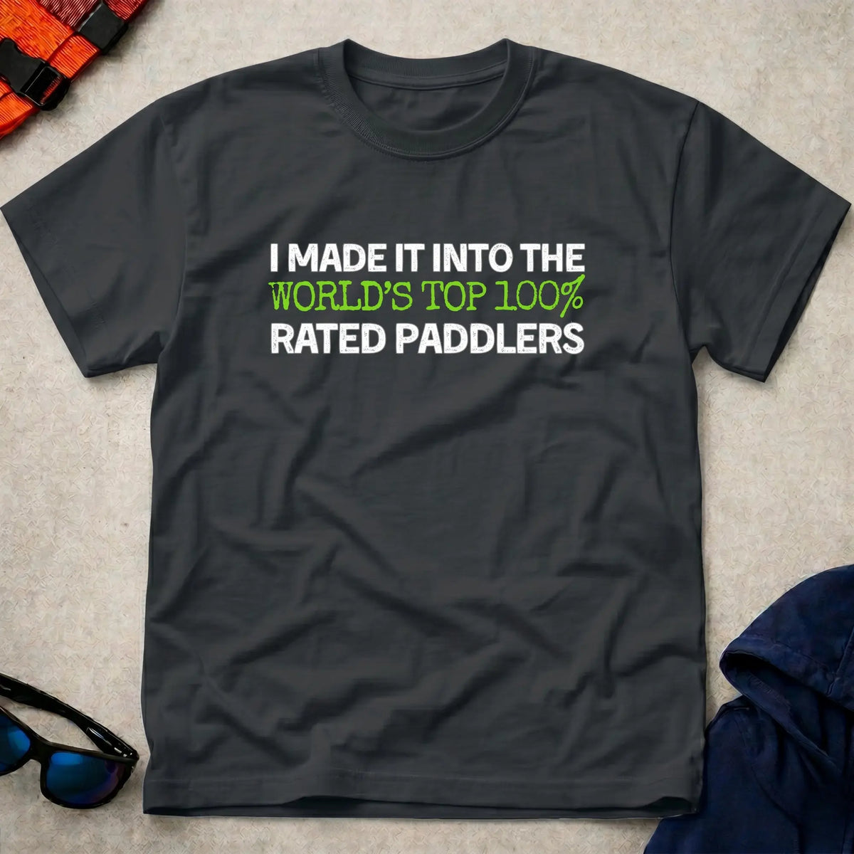 Black World's Top 100% paddling tee — Vector Paddle