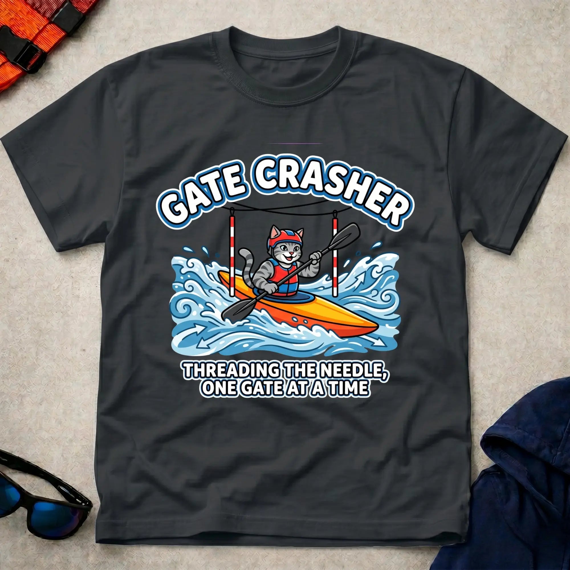 Black Gate Crasher tee — slalom gate paddling gift — Vector Paddle
