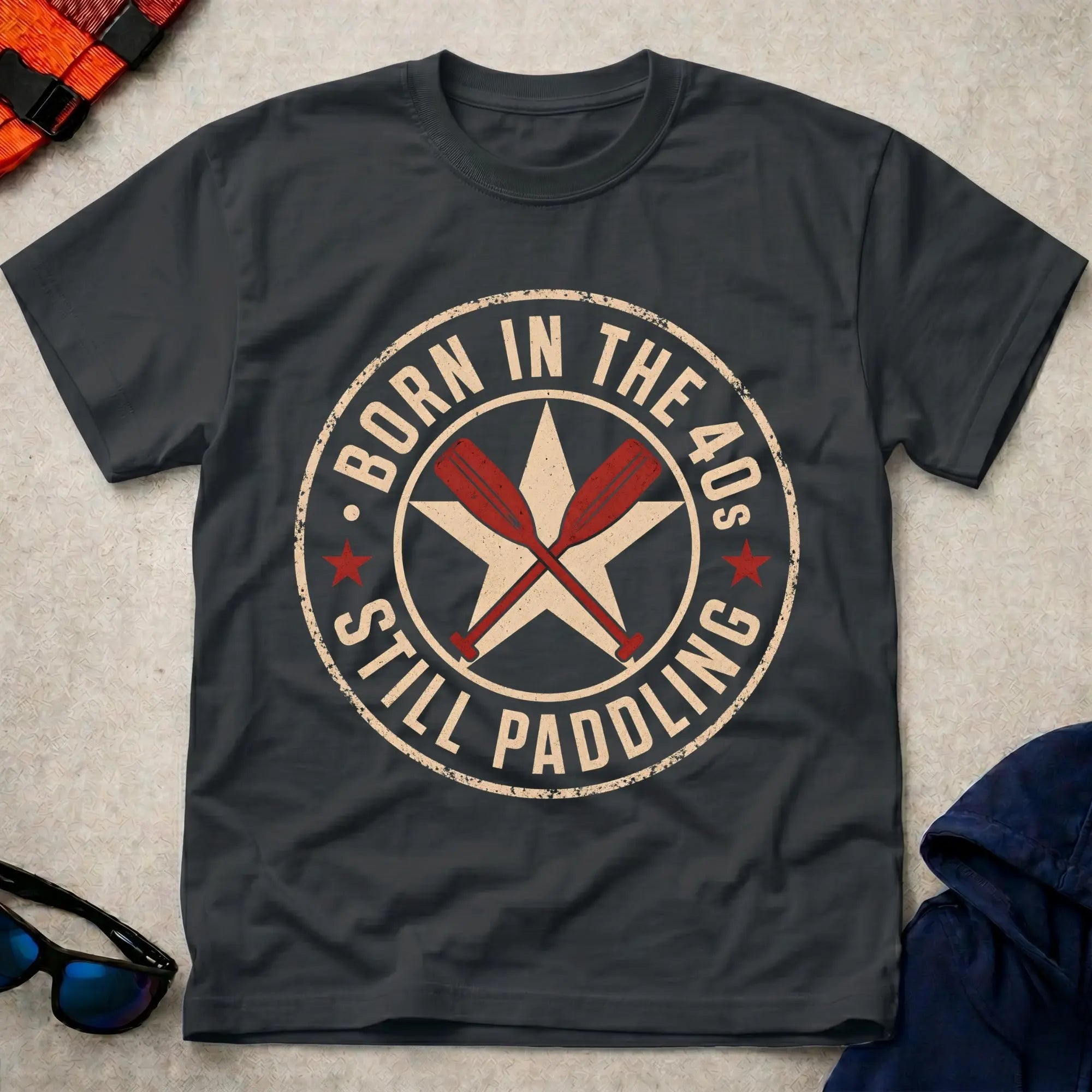 Born In The 40s · Still Paddling vintage stamp badge paddling tee | Vector Paddle