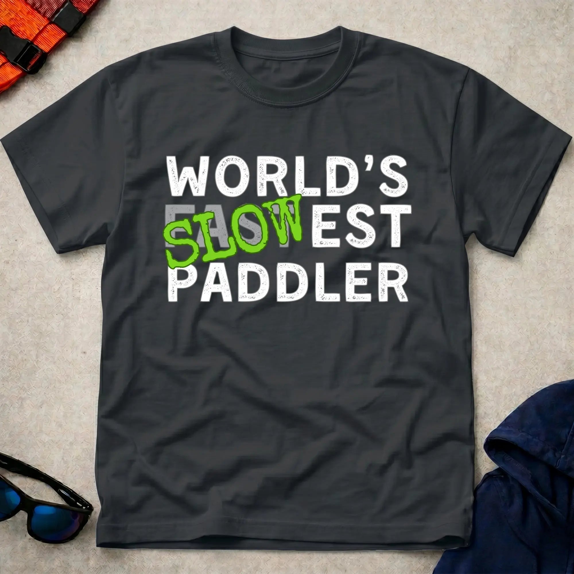 Black World's Slowest Paddler paddling tee — Vector Paddle