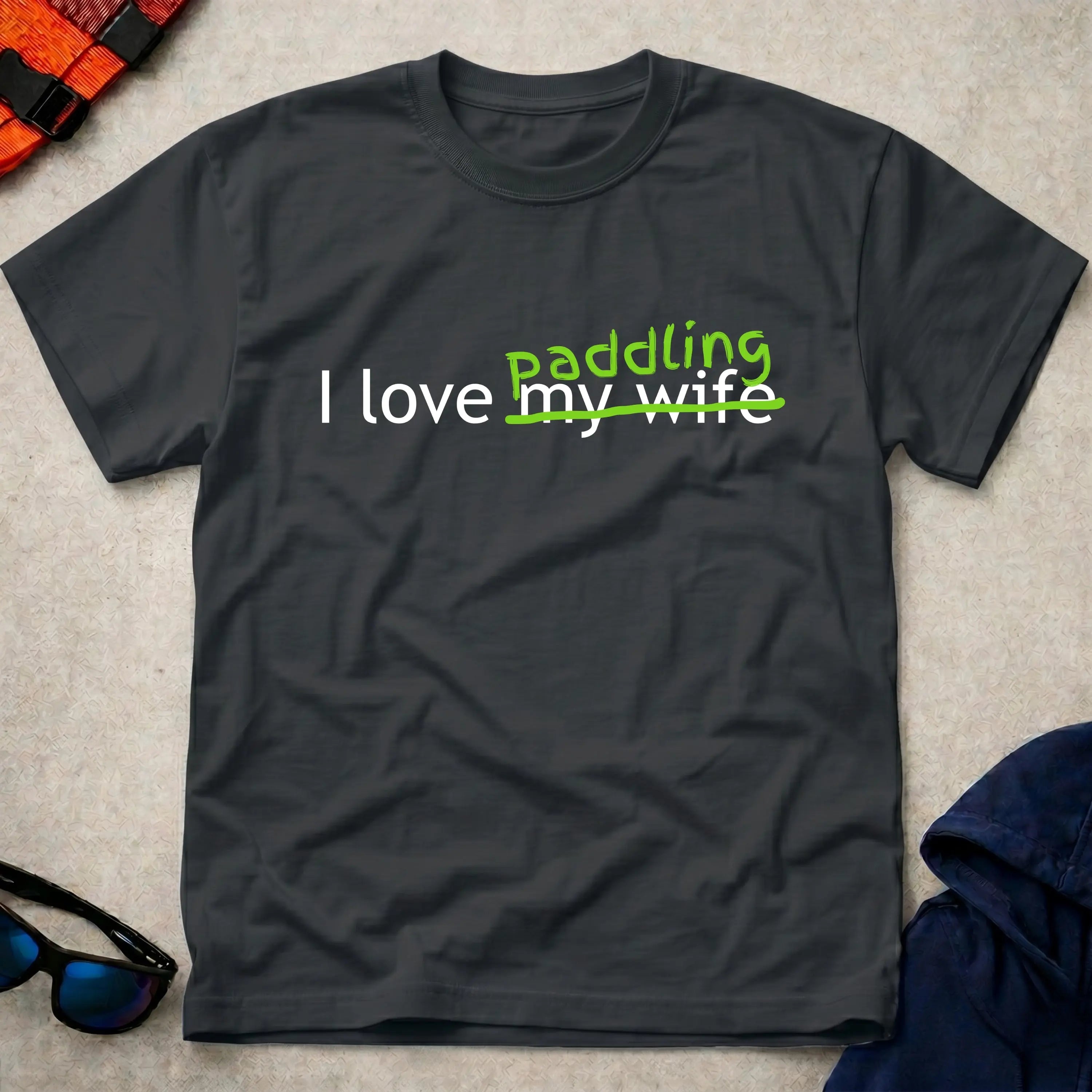 I Love Paddling unisex tee in Black — funny paddling gift tee — Vector Paddle