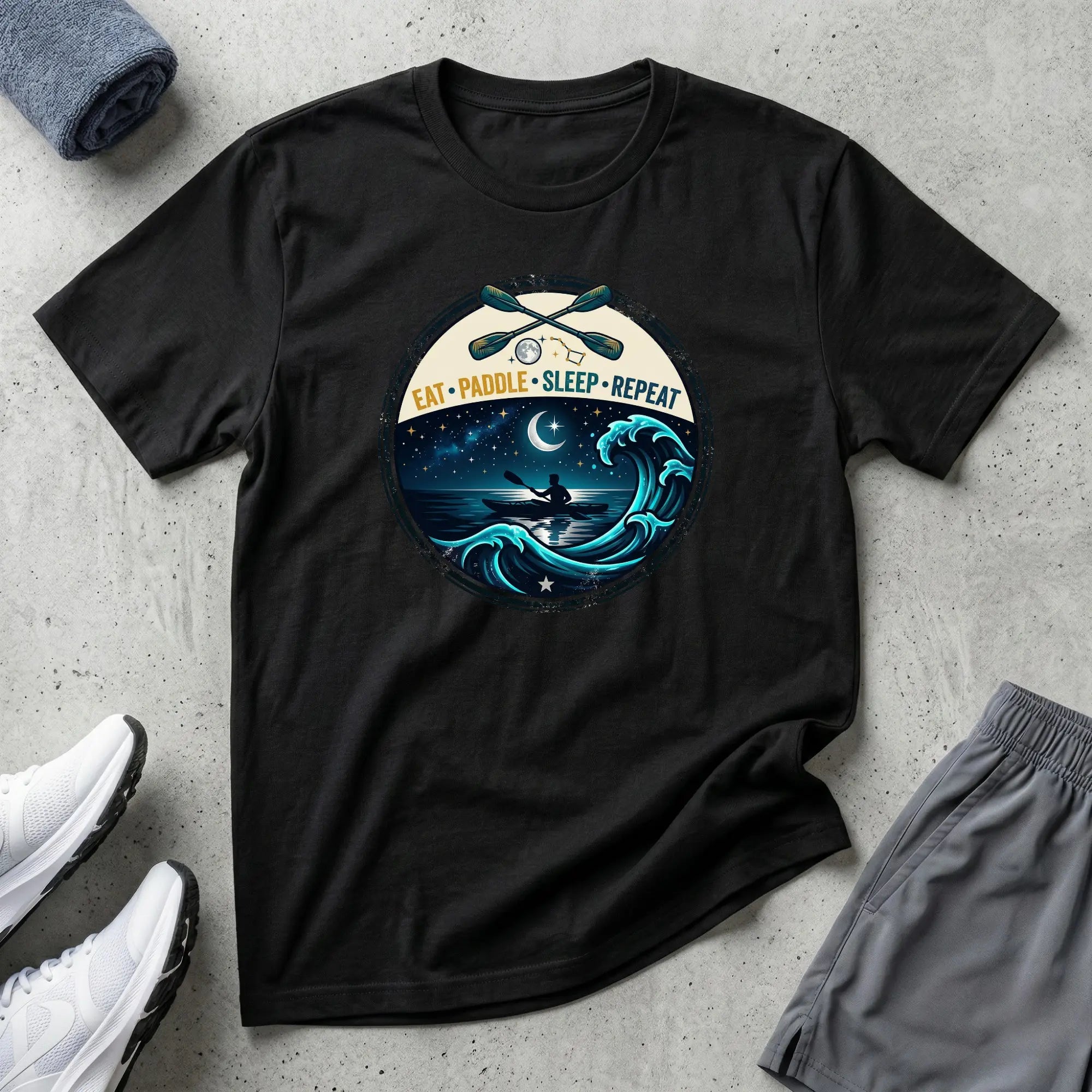 Ocean Paddling. Eat Paddle Sleep Repeat. Kayak T-Shirt Printify