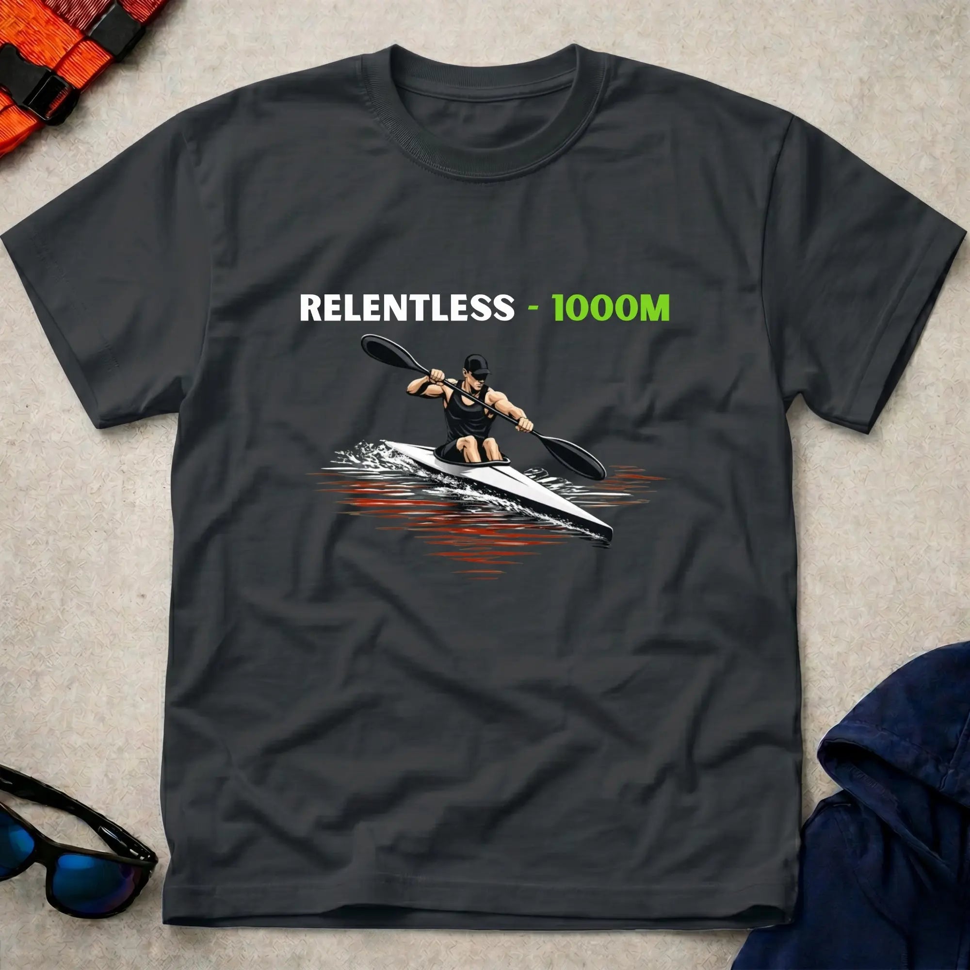 Black Relentless 1000m Apex tee for kayak sprint paddlers