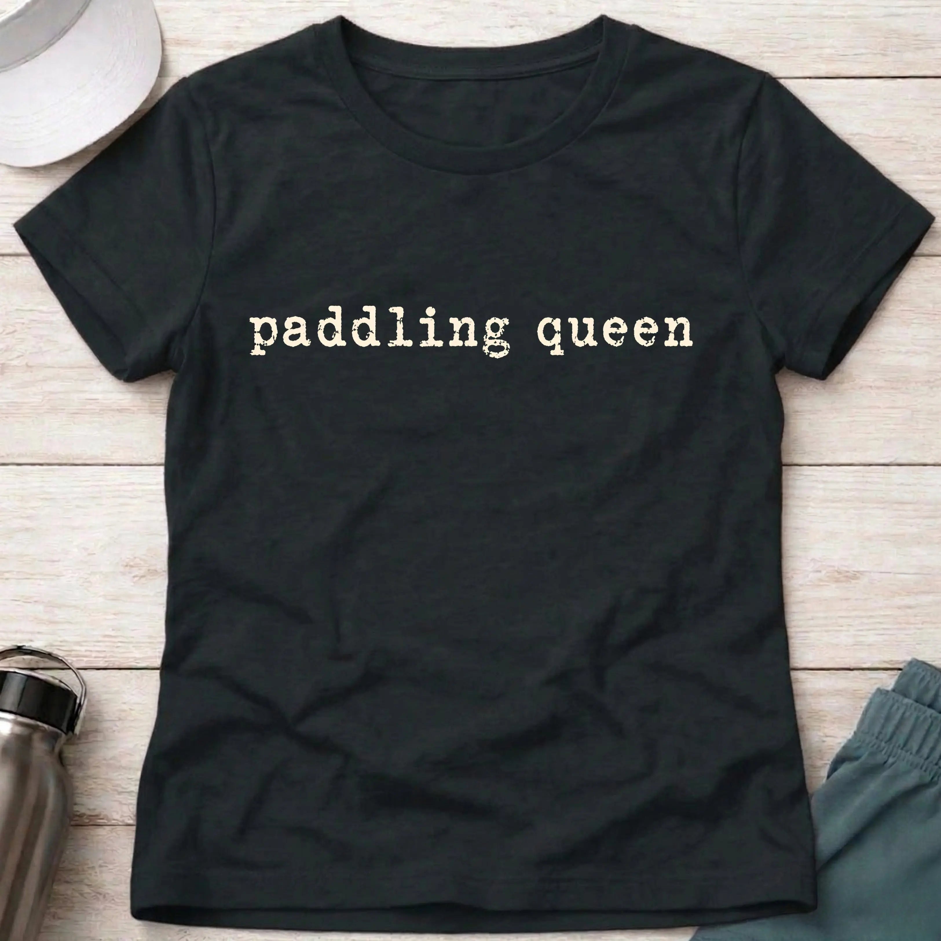 Paddling Queen women's fitted tee in Black — paddling tee for women — Vector Paddle