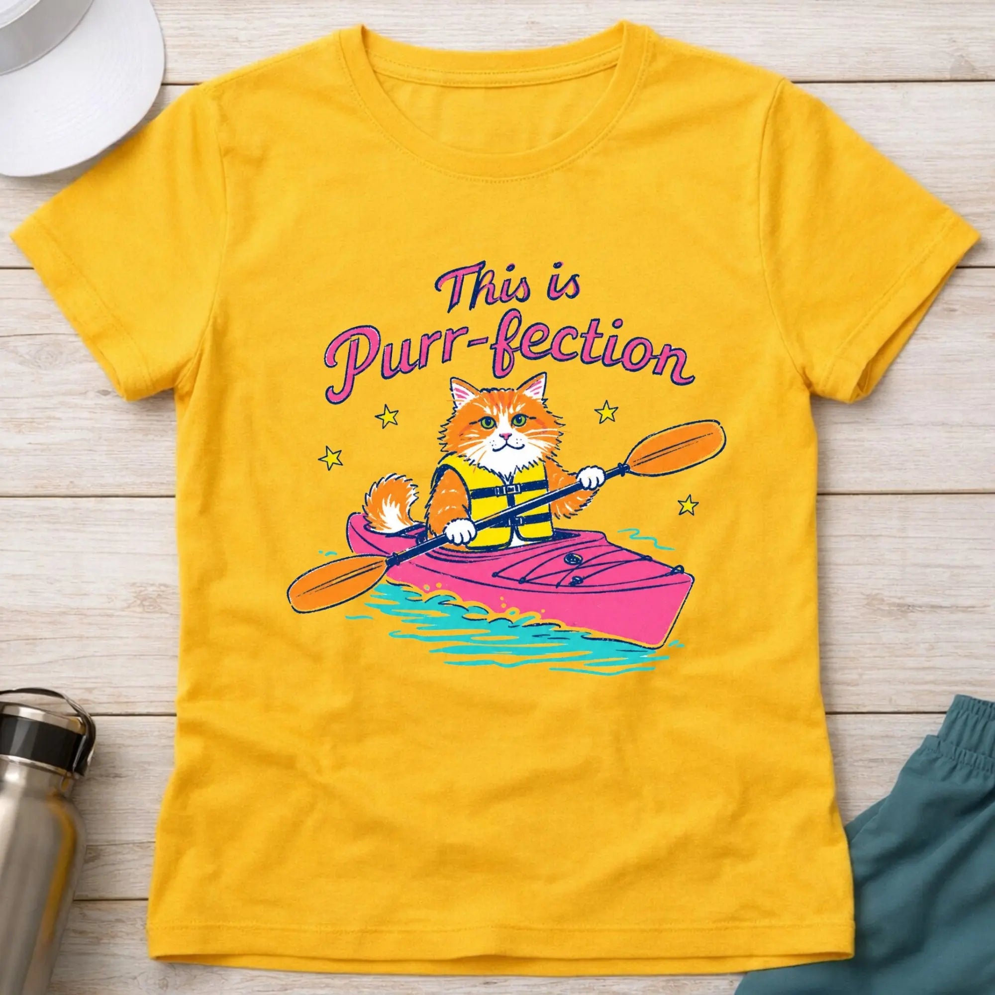 Daisy Purr-fection fitted tee — cat-loving paddler gift — Vector Paddle