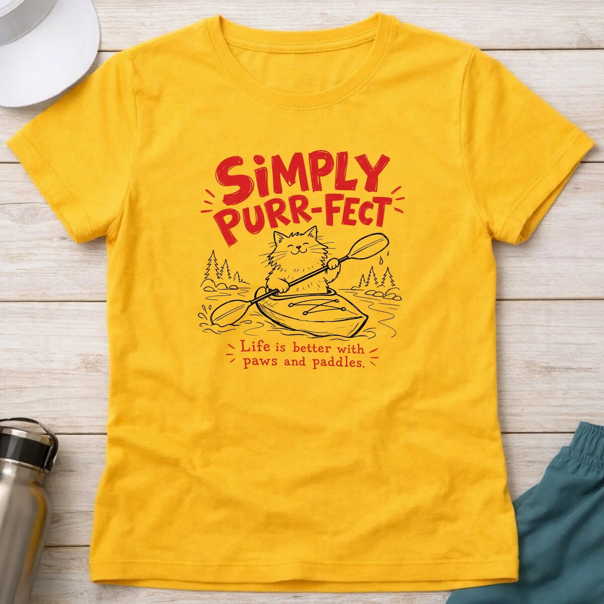 Daisy Simply Purr-fect fitted tee — cat-loving paddler gift — Vector Paddle
