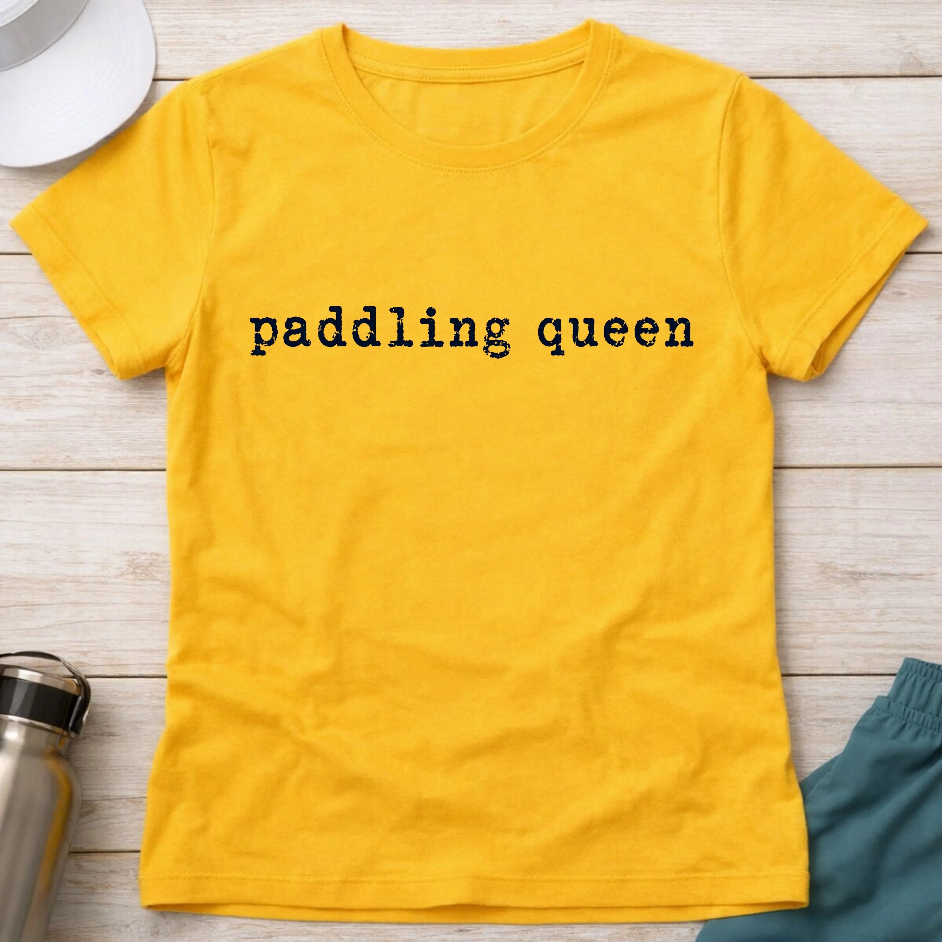 Paddling Queen fitted tee in Daisy Yellow — women's kayaking tee — Vector Paddle