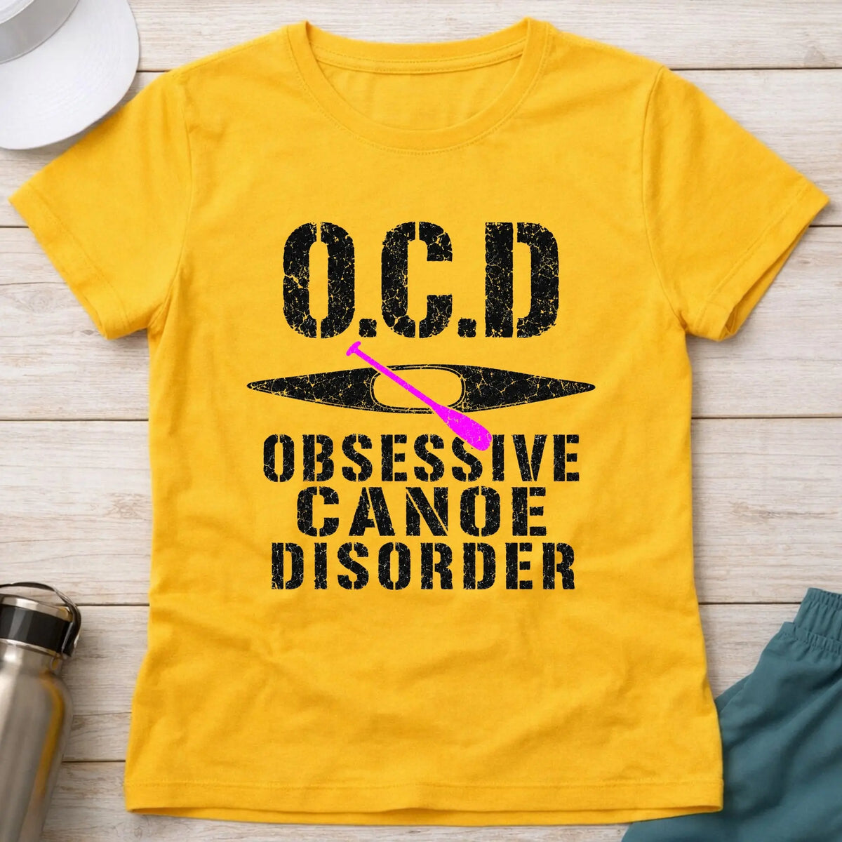 Daisy Obsessive Canoe Disorder fitted tee — funny canoe-obsessed gift for women — Vector Paddle
