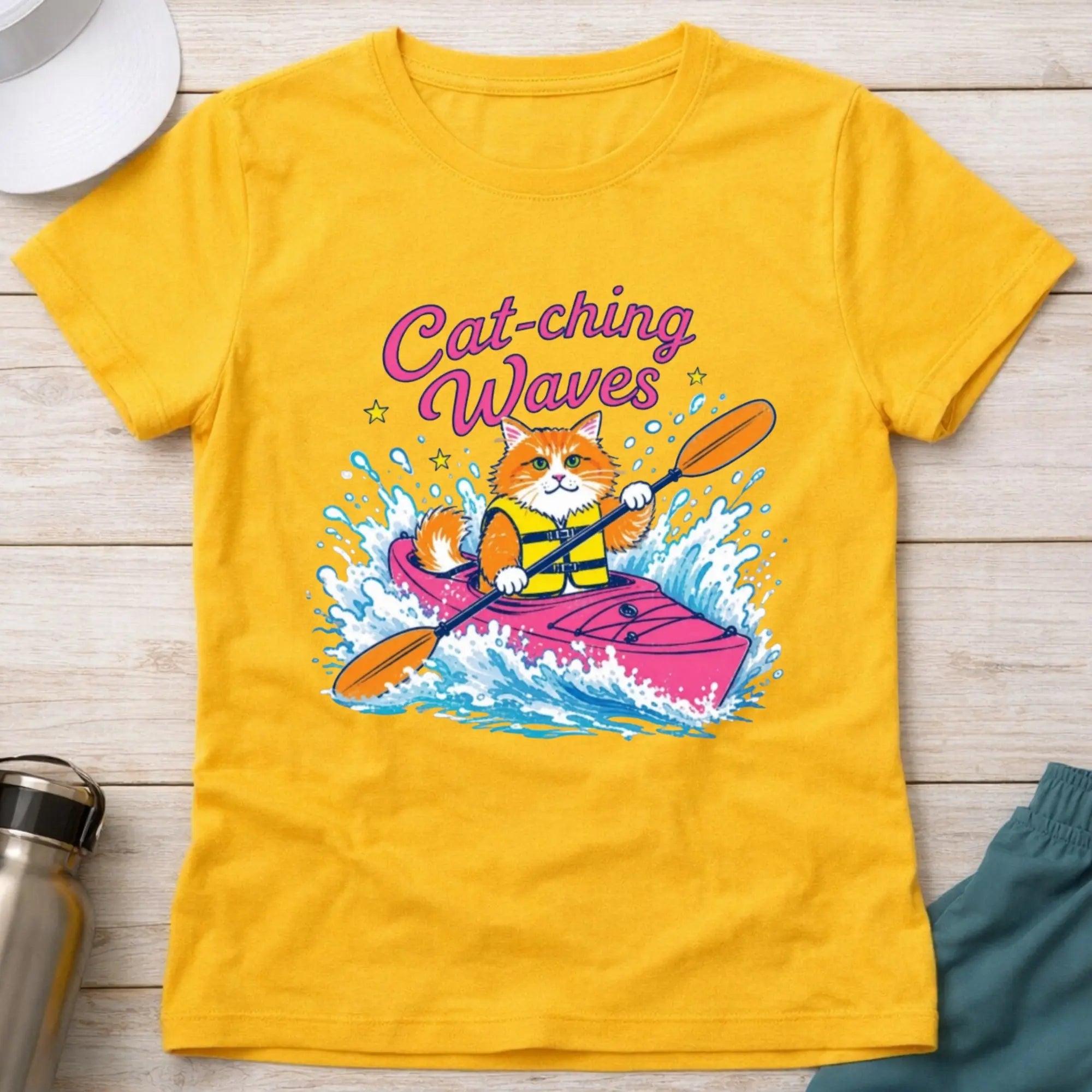 Daisy Cat-ching Waves cat fitted paddling tee — Vector Paddle