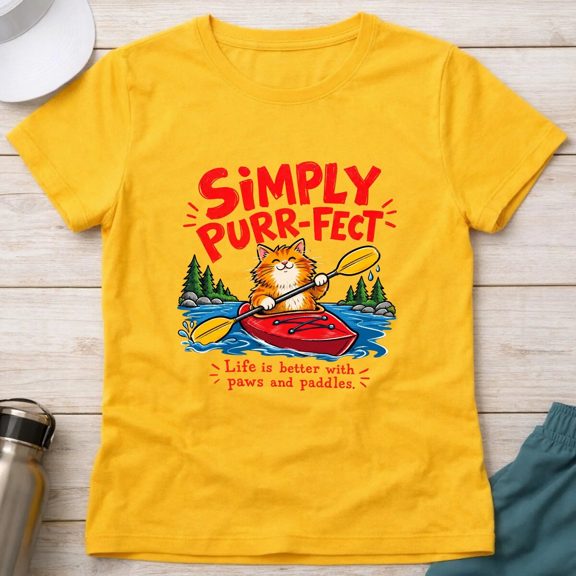 Daisy Simply Purr-fect ginger cat kayak fitted tee - Vector Paddle