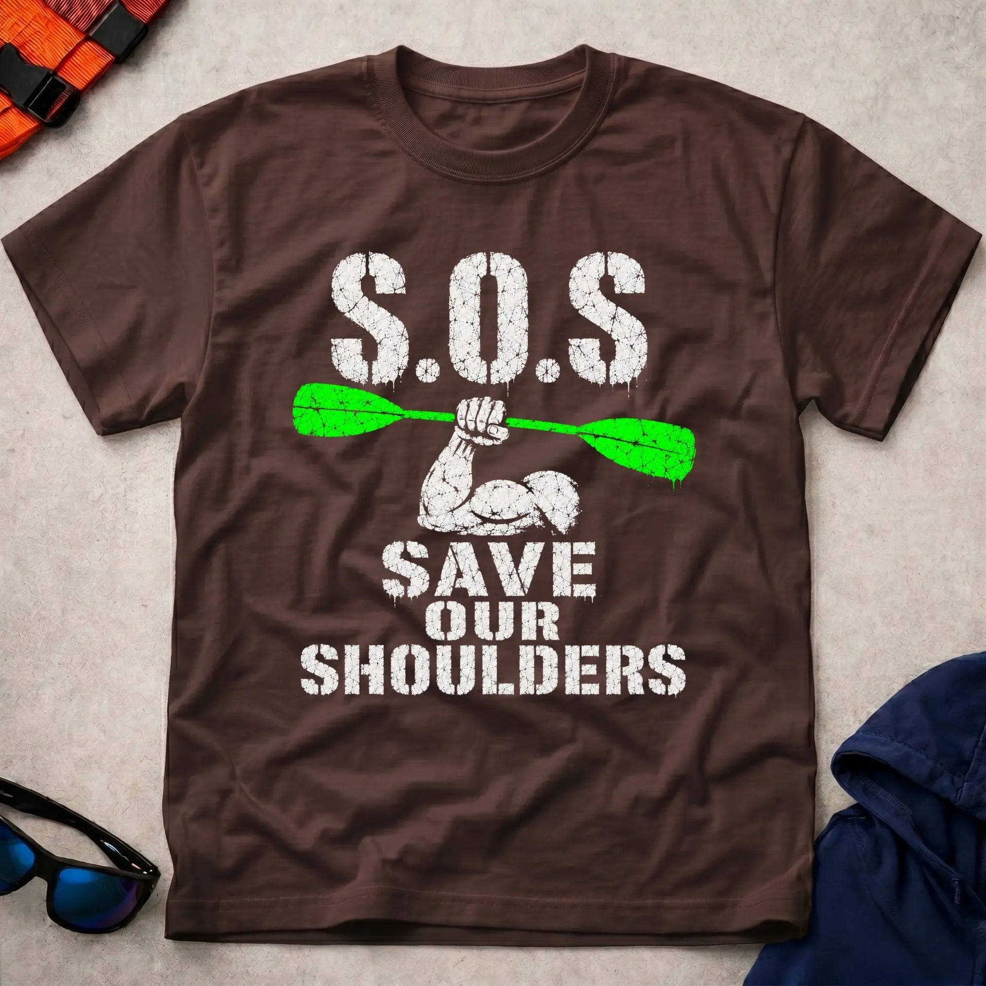 Dark Chocolate Save Our Shoulders tee — marathon paddler gift — Vector Paddle