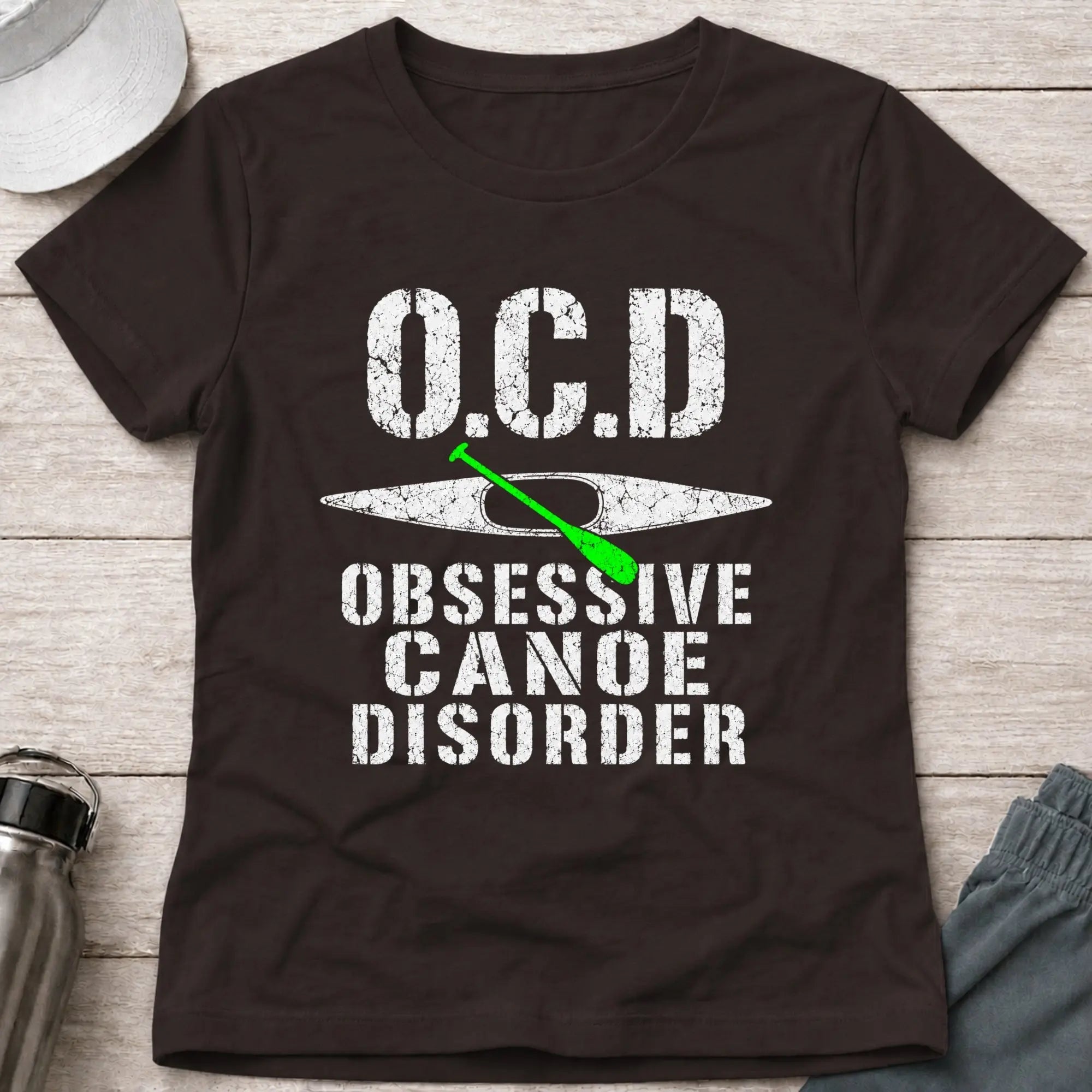 Dark Chocolate Obsessive Canoe Disorder fitted tee — funny canoe-obsessed gift for women — Vector Paddle