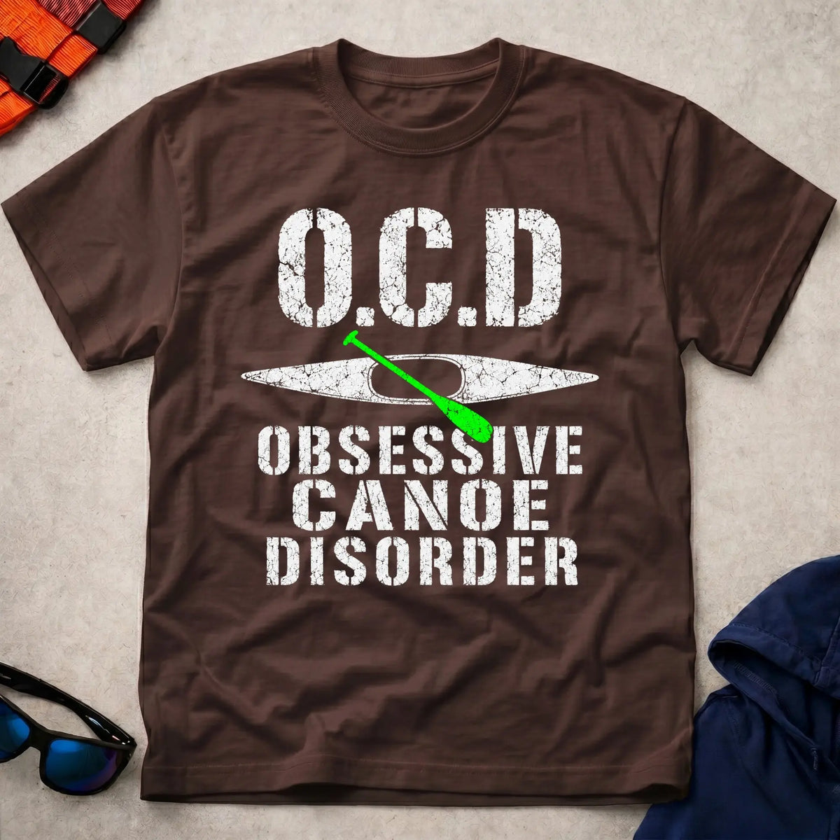 Dark Chocolate Obsessive Canoe Disorder tee — funny canoe-obsessed paddling gift — Vector Paddle