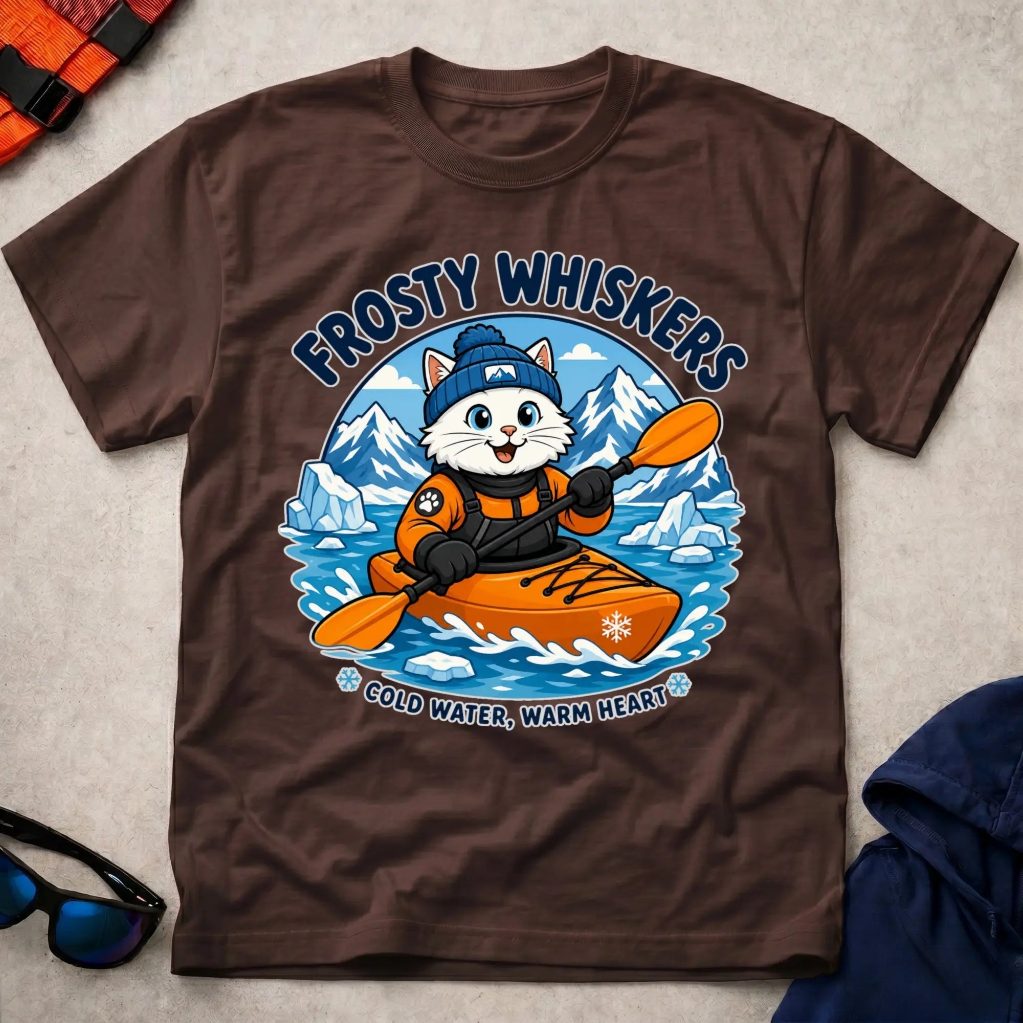 Dark Chocolate Frosty Whiskers tee — cold-water paddling gift — Vector Paddle