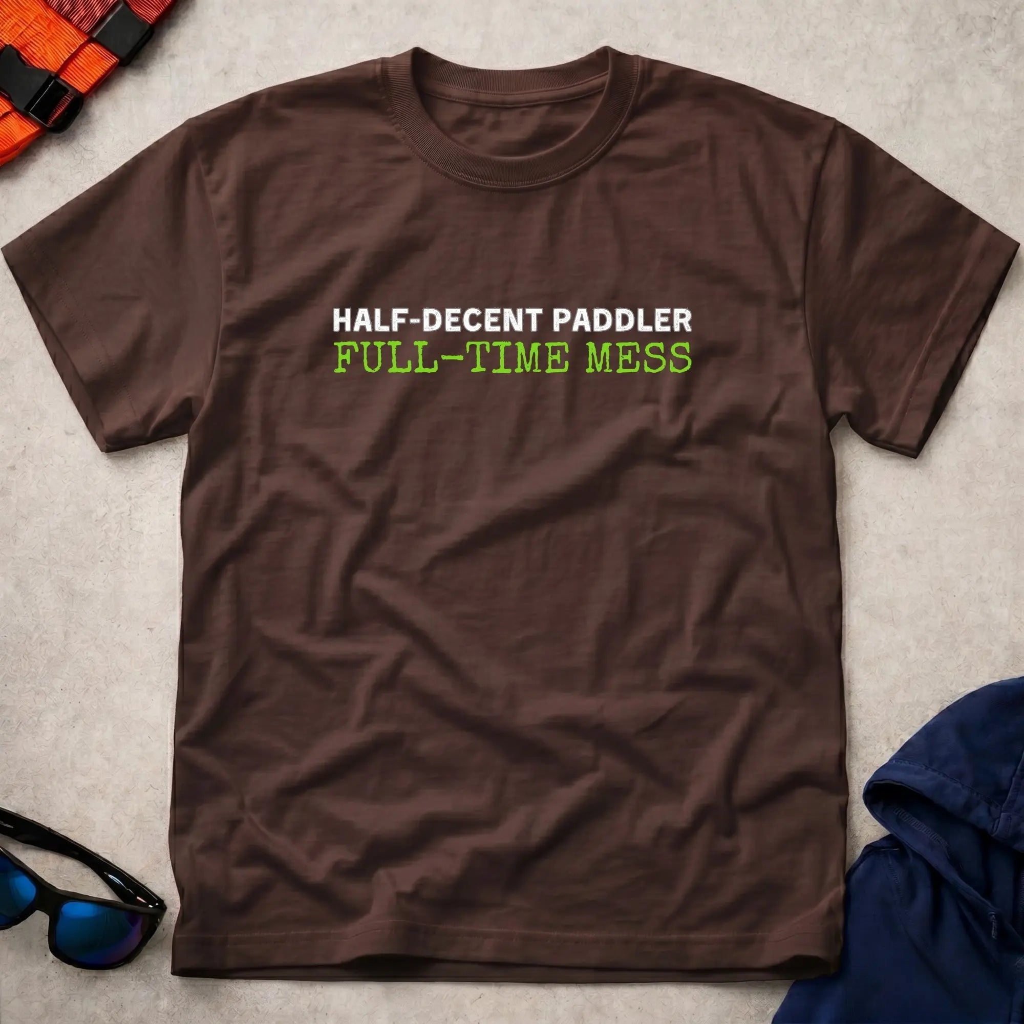 Dark Chocolate Full-Time Mess paddling tee — Vector Paddle