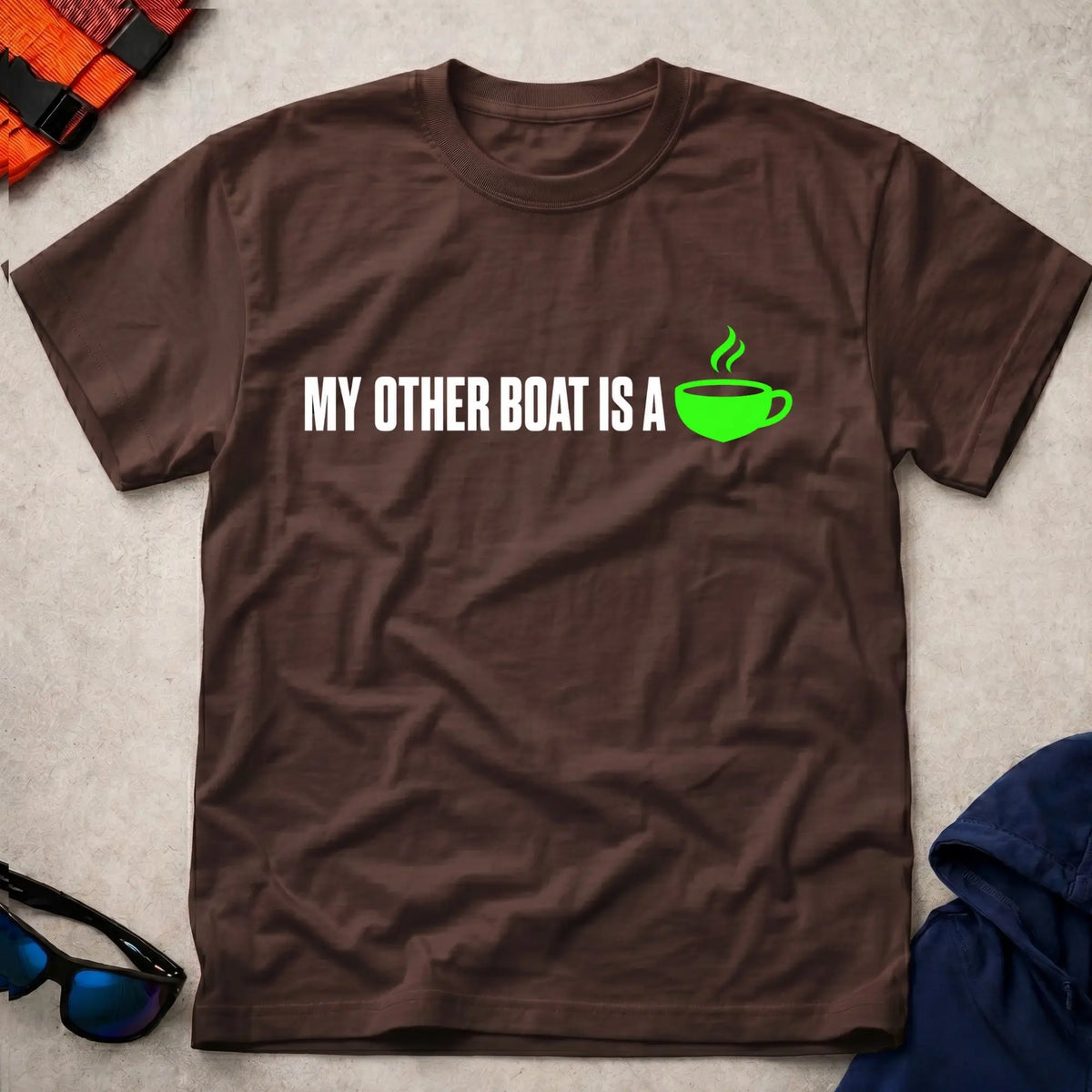 Dark Chocolate My Other Boat Is A Coffee Cup Tee - Vector Paddle