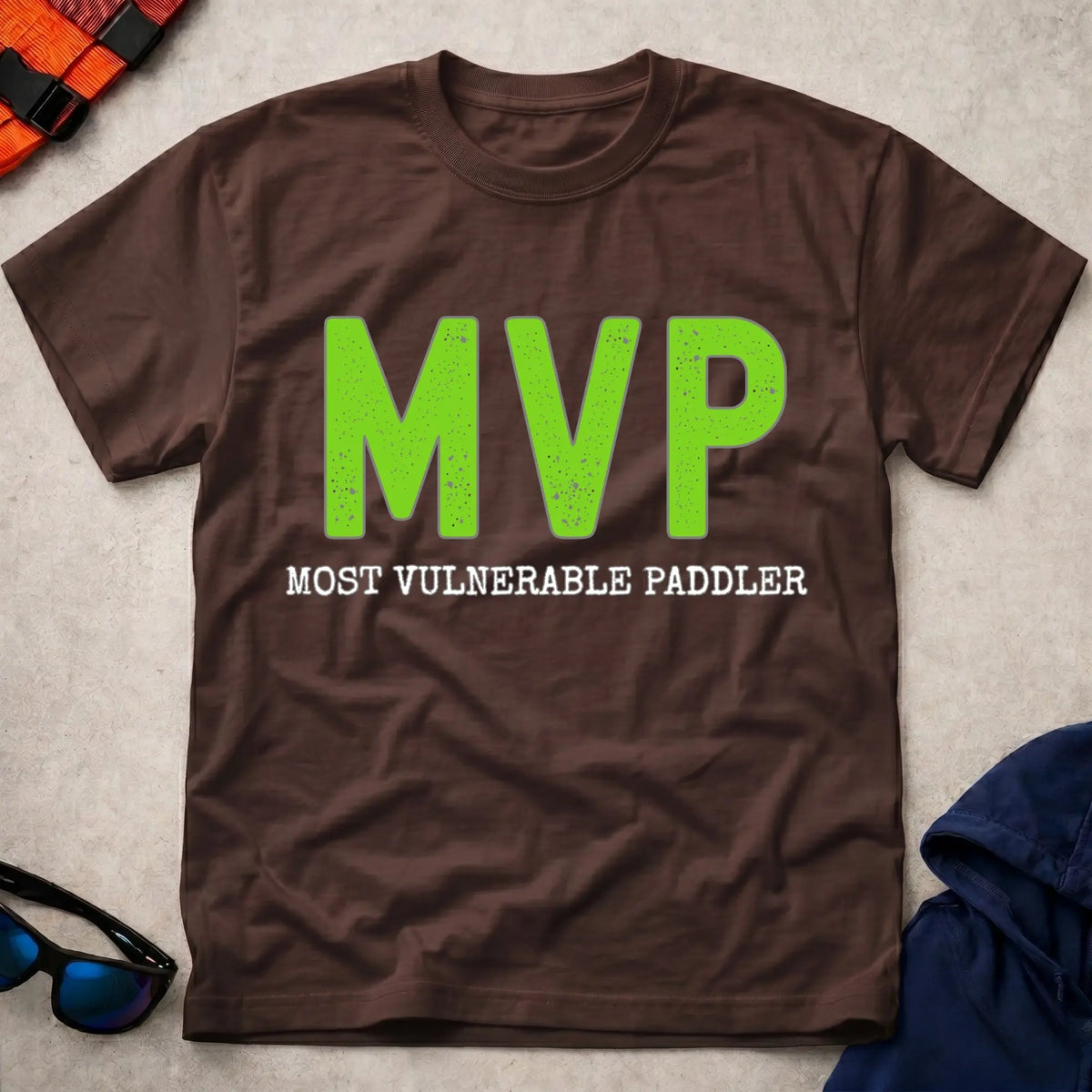 Dark Chocolate Most Vulnerable Paddler paddling tee — Vector Paddle