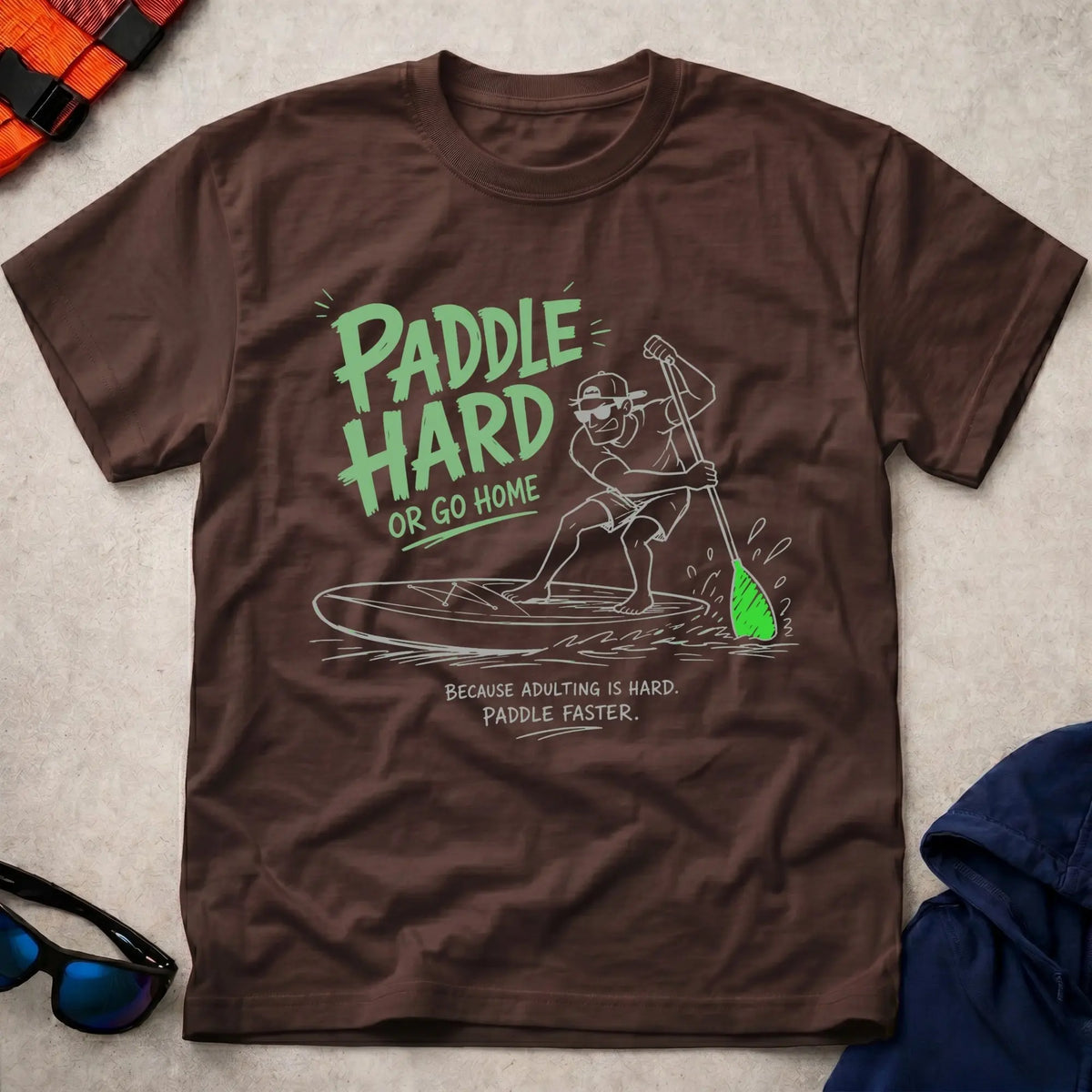 Dark Chocolate Paddle Hard paddling t-shirt for those who never ease off, Vector Paddle