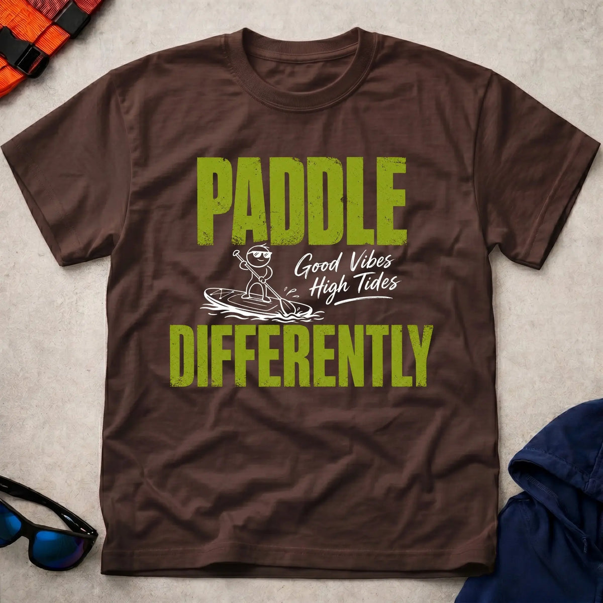 Dark Chocolate Paddle Differently t-shirt for paddlers who do it their own way, Vector Paddle