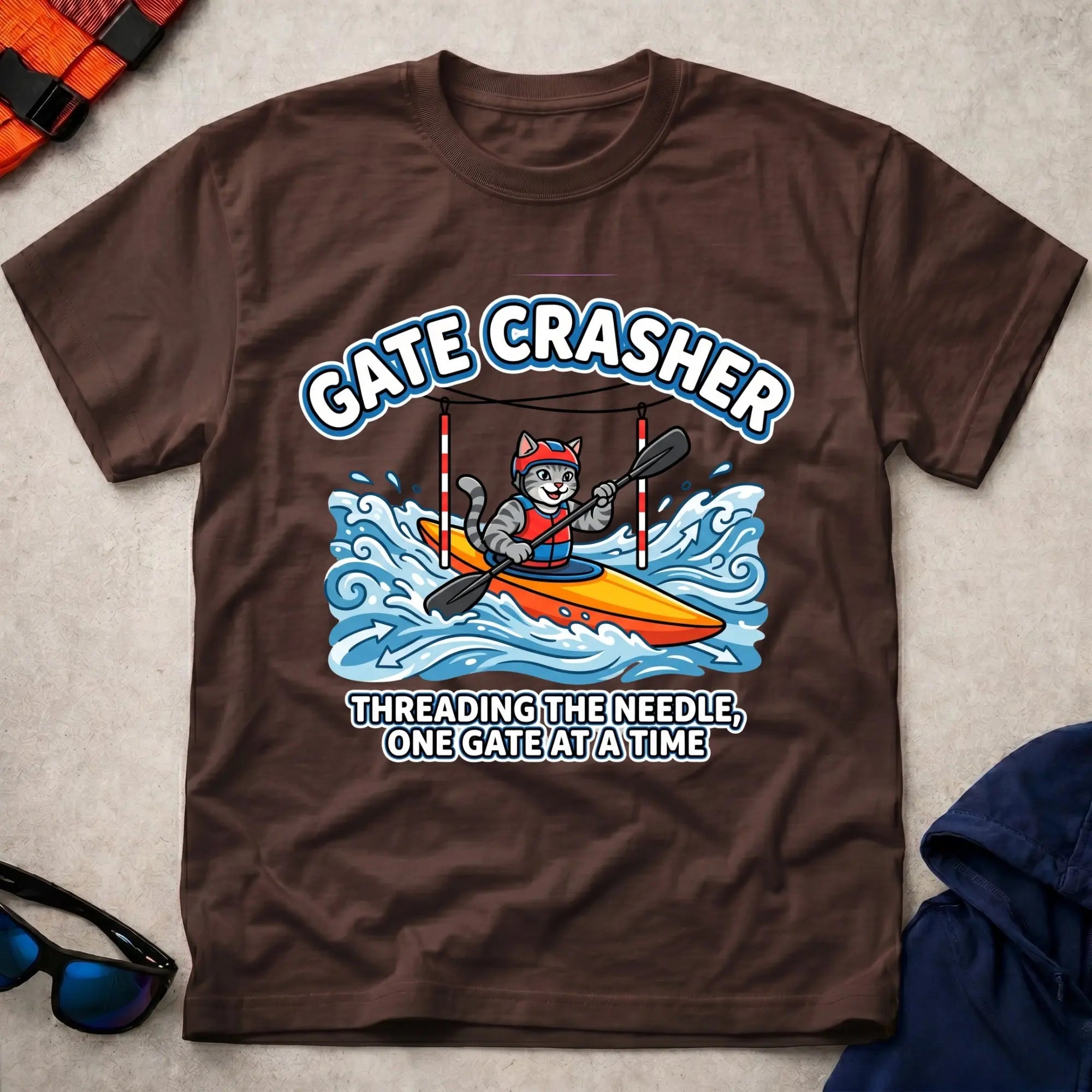 Dark Chocolate Gate Crasher tee — slalom gate paddling gift — Vector Paddle