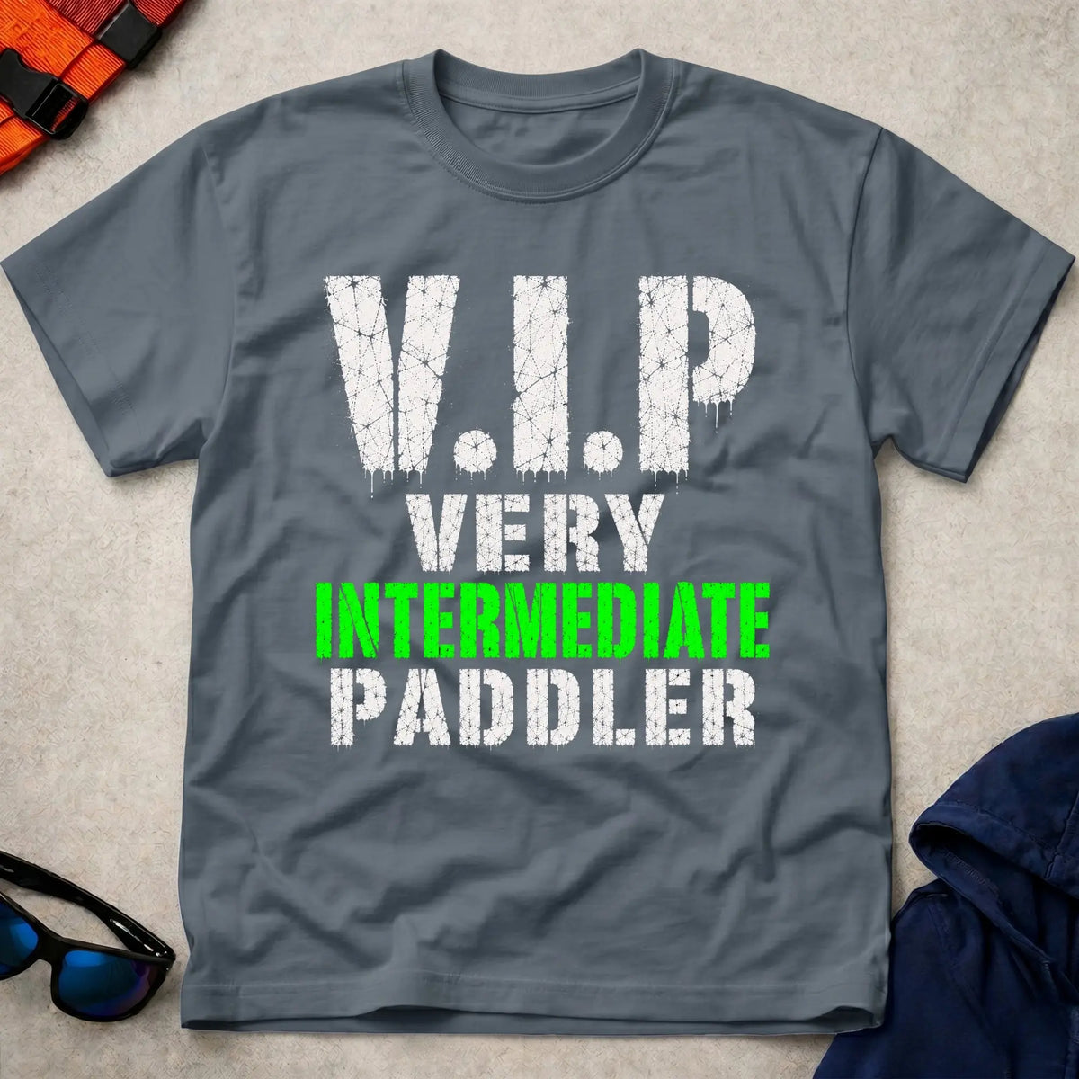 Dark Heather Very Intermediate Paddler tee — funny paddling gift — Vector Paddle