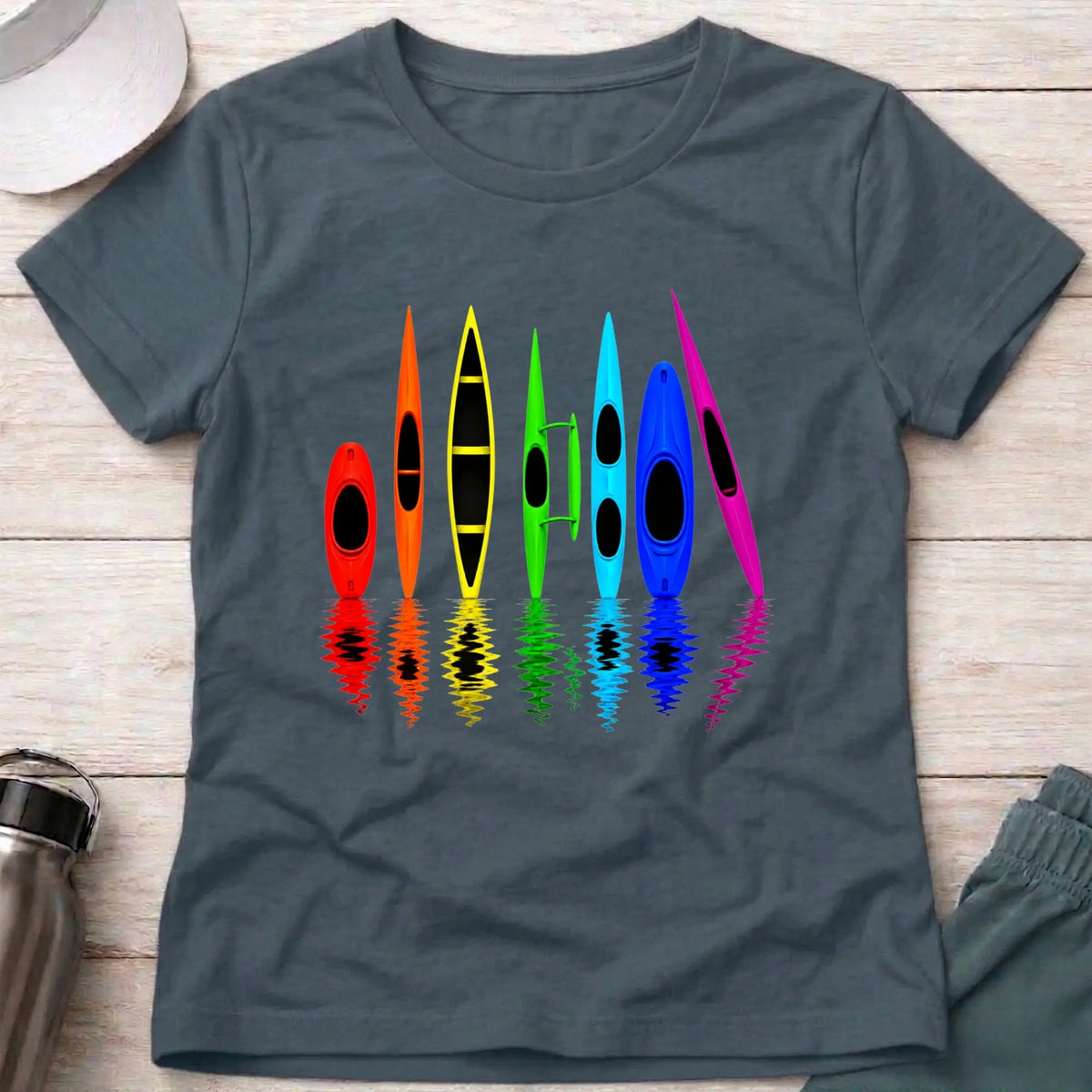 All The Boats fitted tee in Dark Heather — multi-discipline paddling tee — Vector Paddle