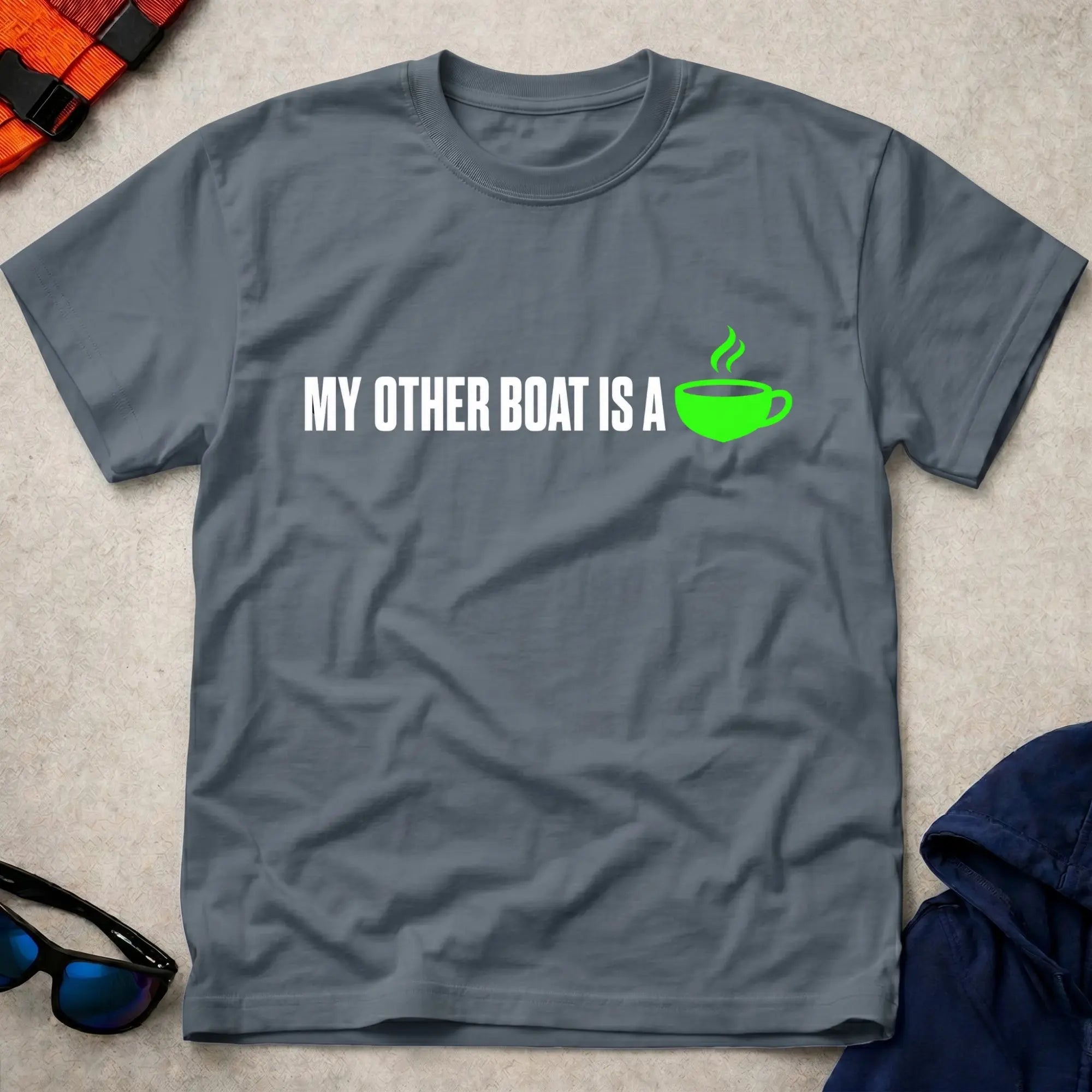 Dark Heather My Other Boat Is A Coffee Cup Tee - Vector Paddle