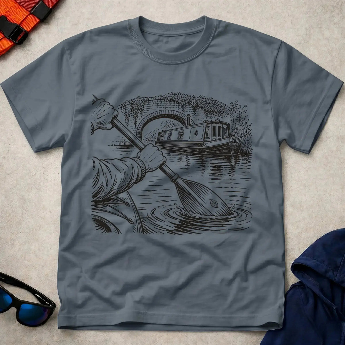 Dark Heather Still Water tee — calm paddler gift — Vector Paddle