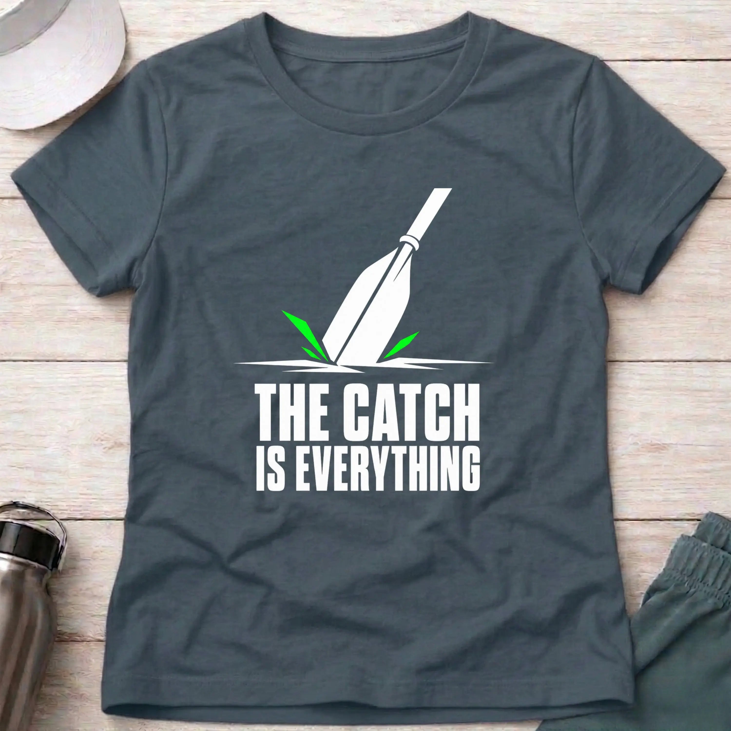 Dark Heather The Catch Is Everything women's fitted paddling tee – Vector Paddle