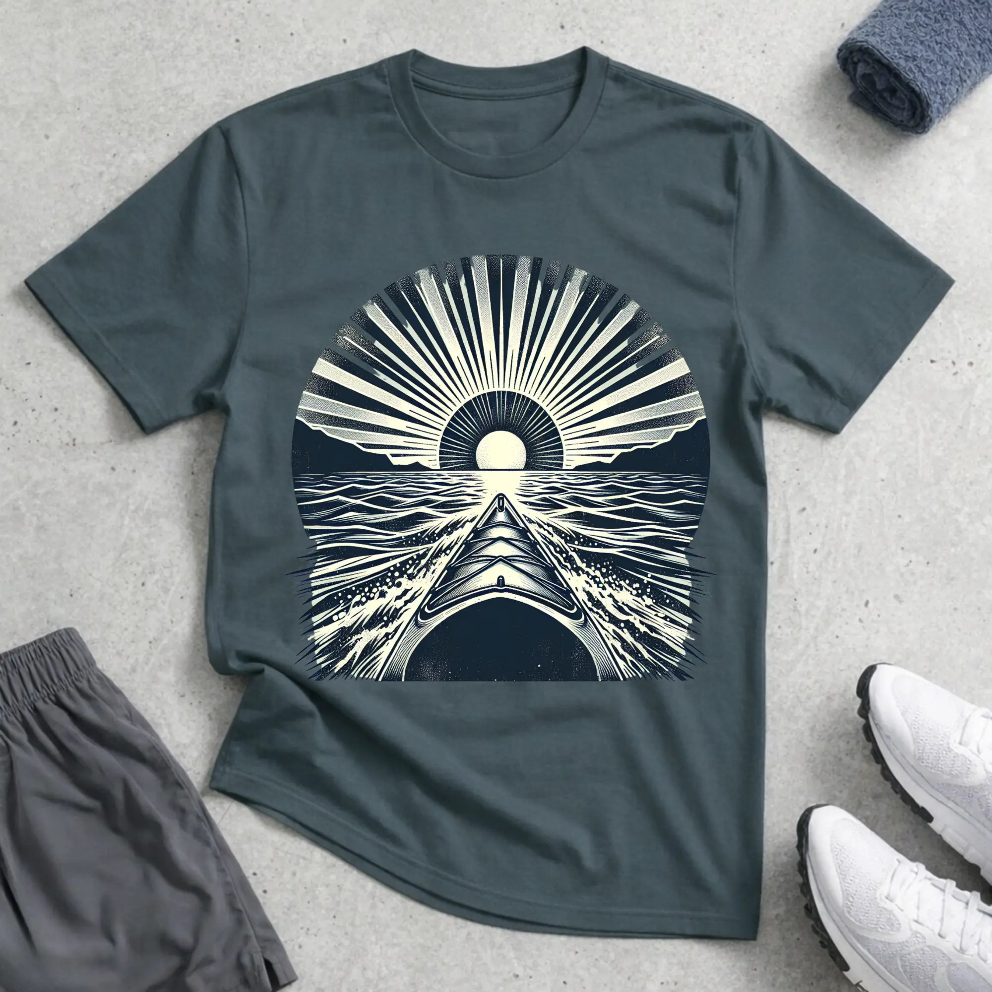 Vintage B&W Sunset. Relaxed T-Shirt Printify