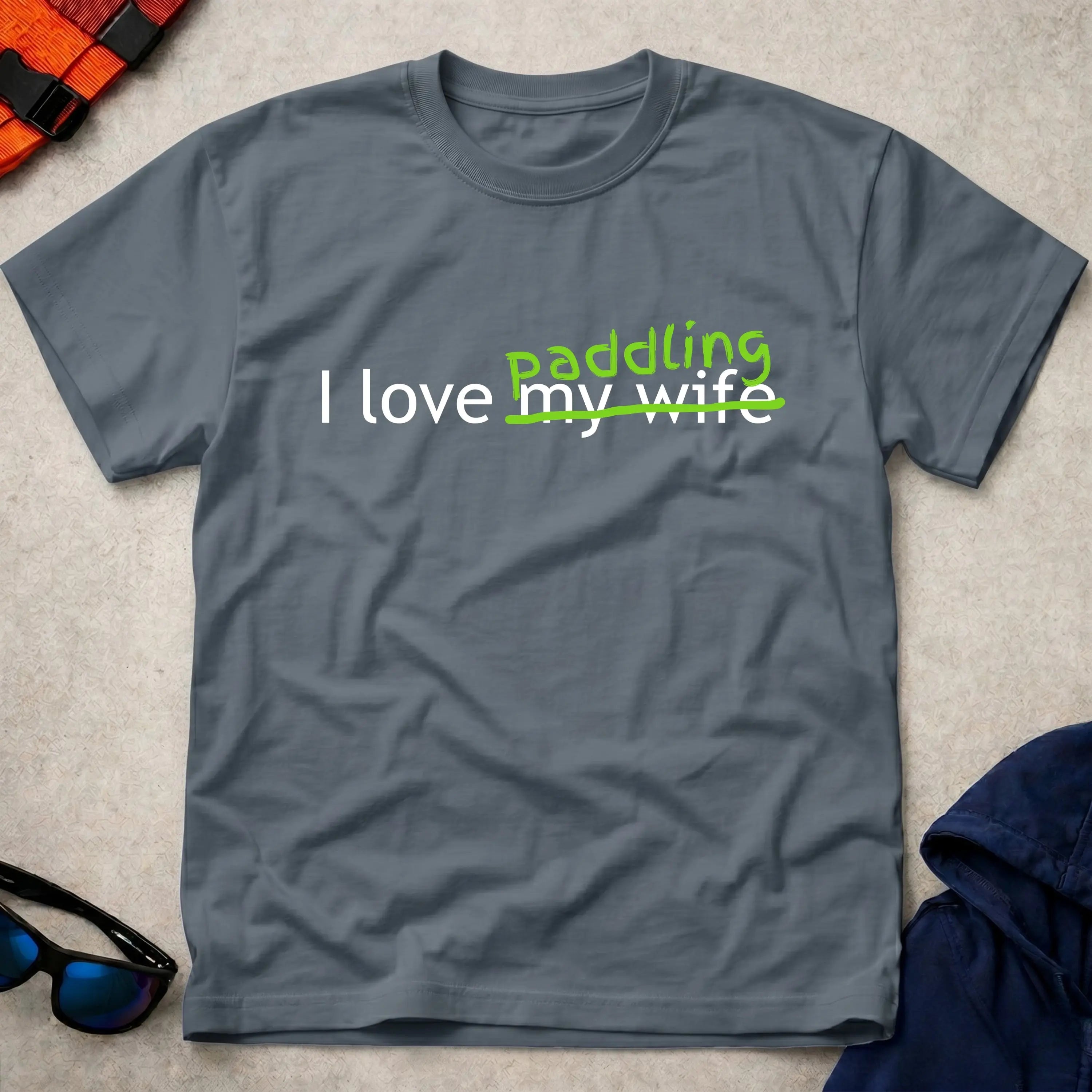 I Love Paddling unisex tee in Dark Heather — funny paddling gift tee — Vector Paddle
