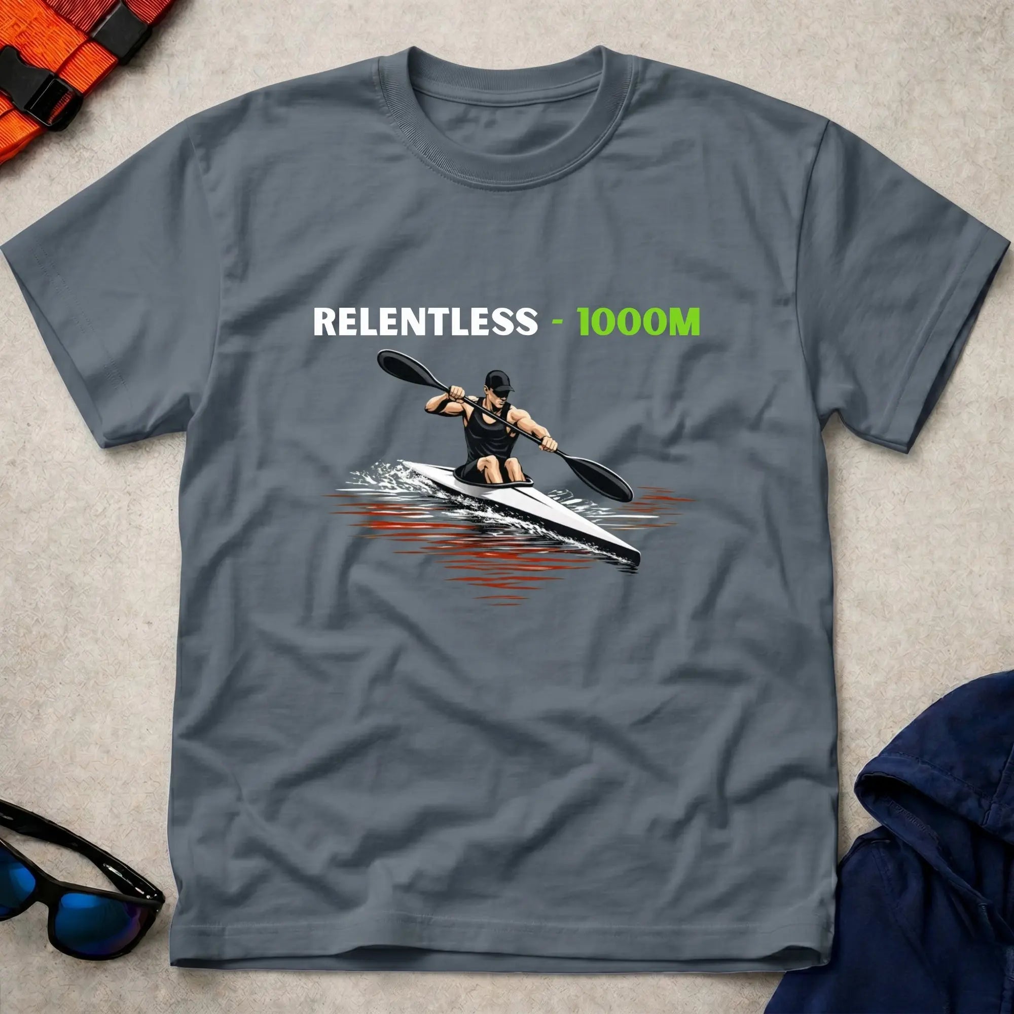 Dark heather Relentless 1000m Apex tee for kayak sprint paddlers