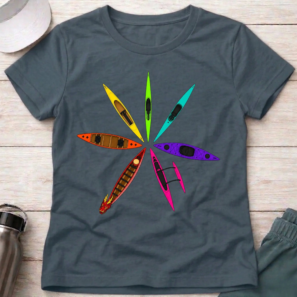 Dark Heather Full Bloom fitted paddling tee with bold multicolour graphic — Vector Paddle