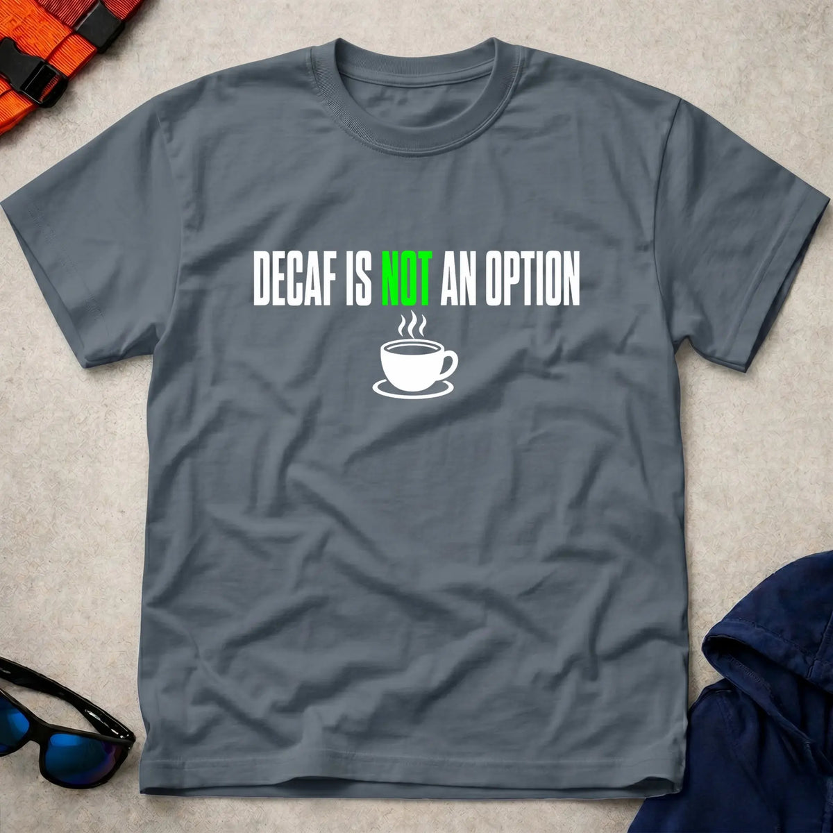 Dark Heather Decaf Is Not An Option Tee - Vector Paddle