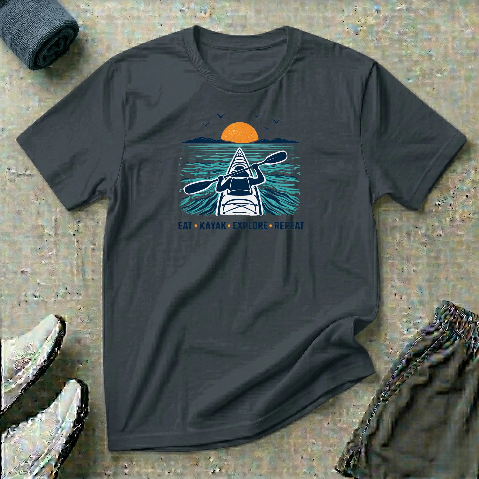 Eat Kayak Explore Repeat. Ocean Kayak T-Shirt Printify