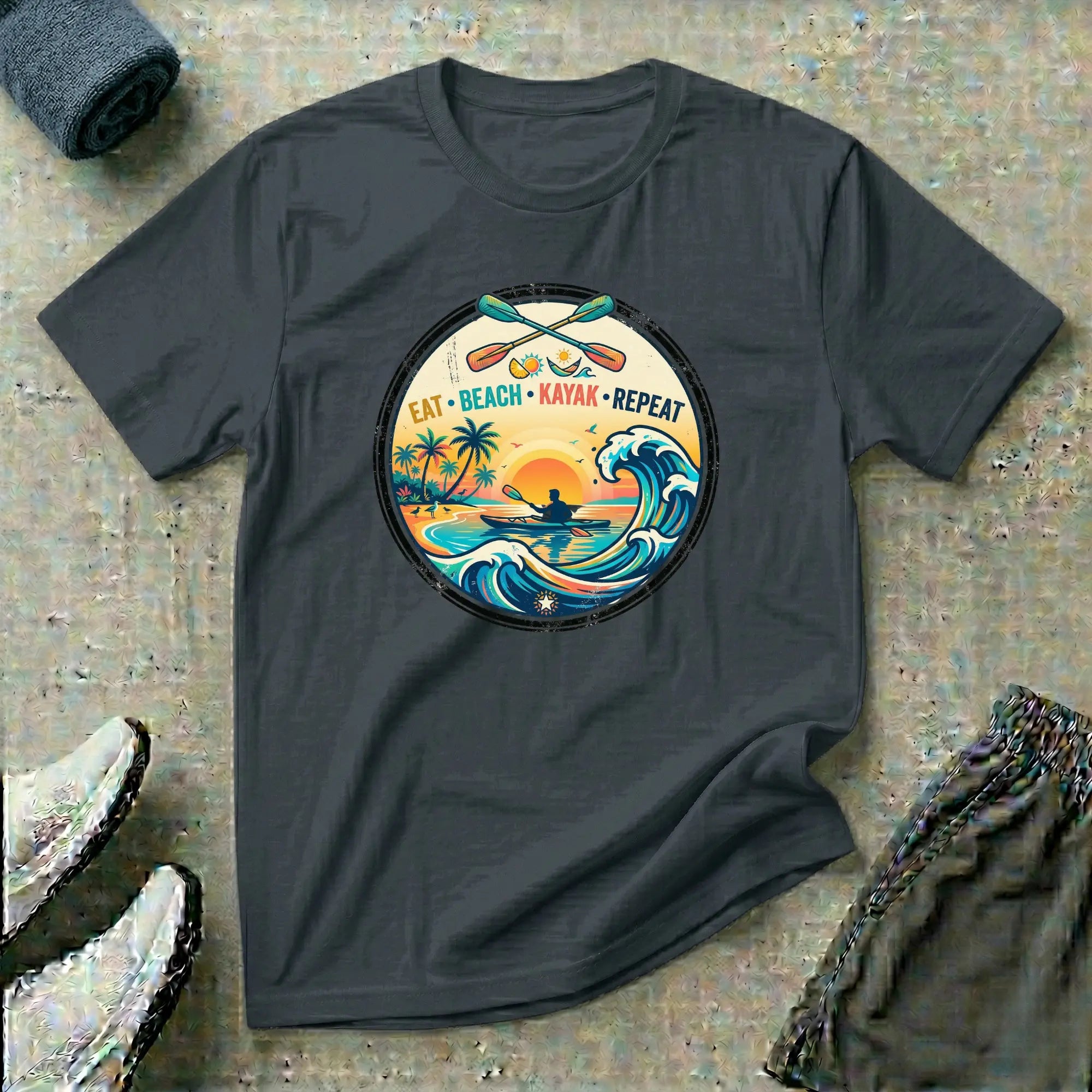 Eat Beach Kayak Repeat. Ocean Kayak T-Shirt Printify