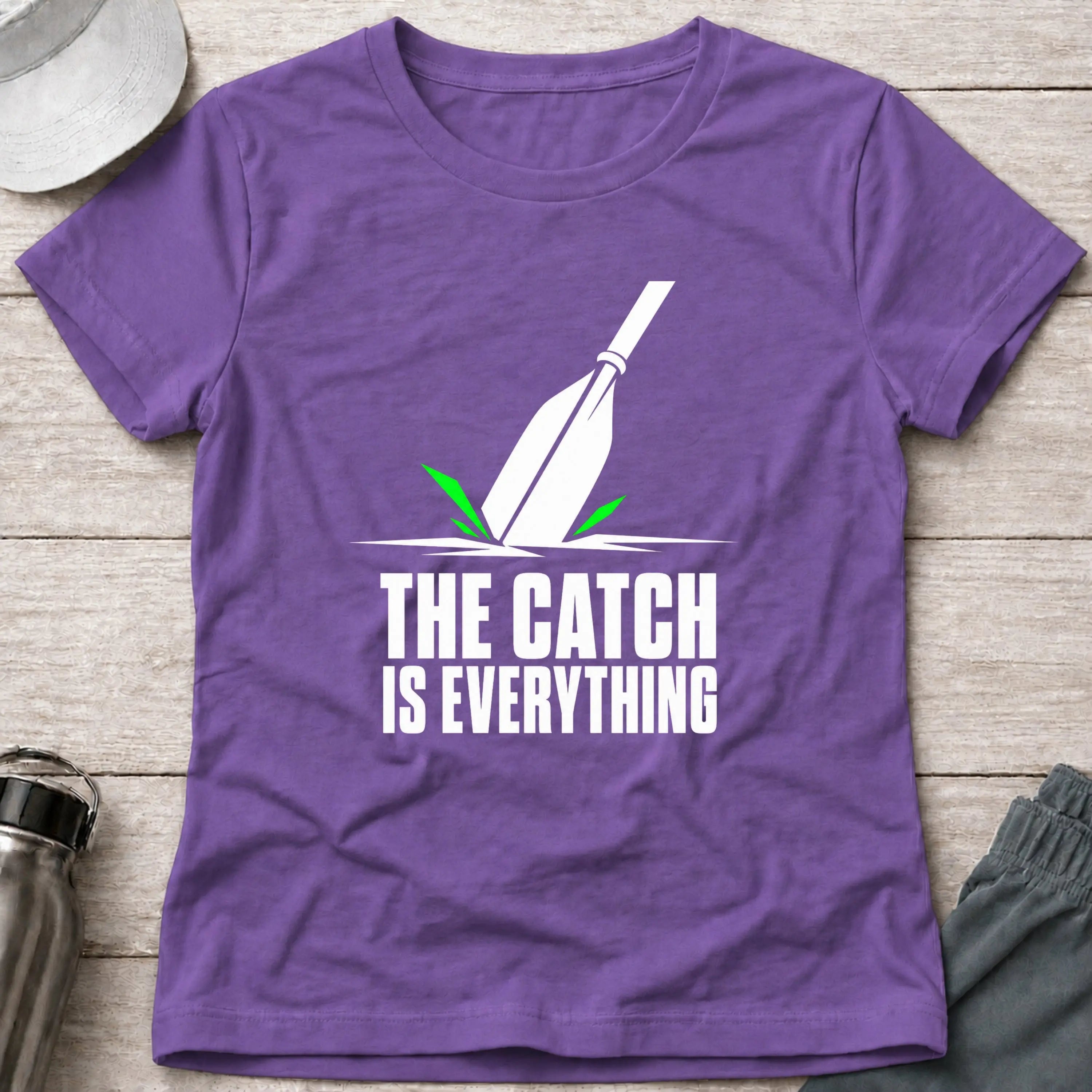 Heather Purple The Catch Is Everything women's fitted paddling tee – Vector Paddle