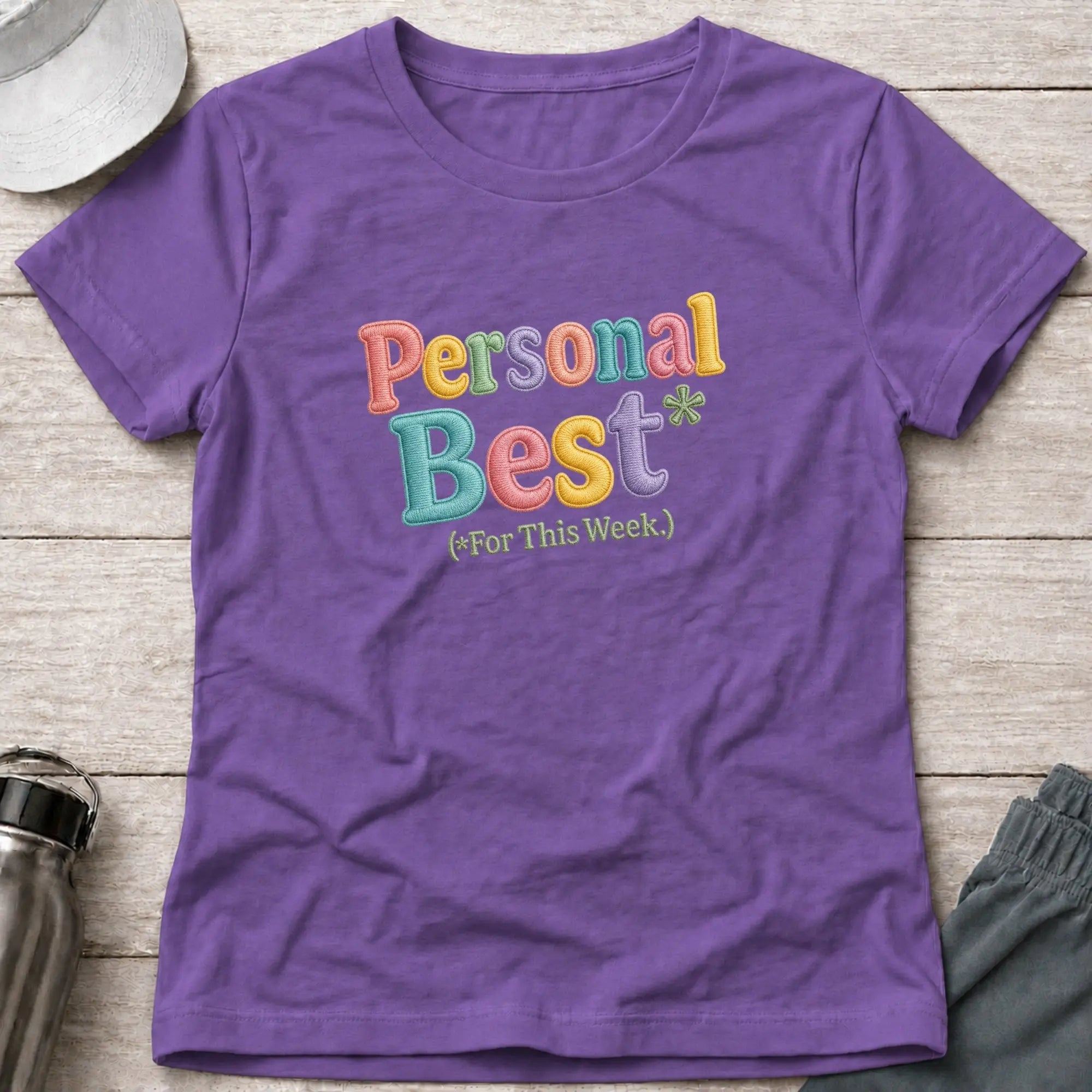 Heather Purple Personal Best* fitted tee — funny racing paddler gift — Vector Paddle