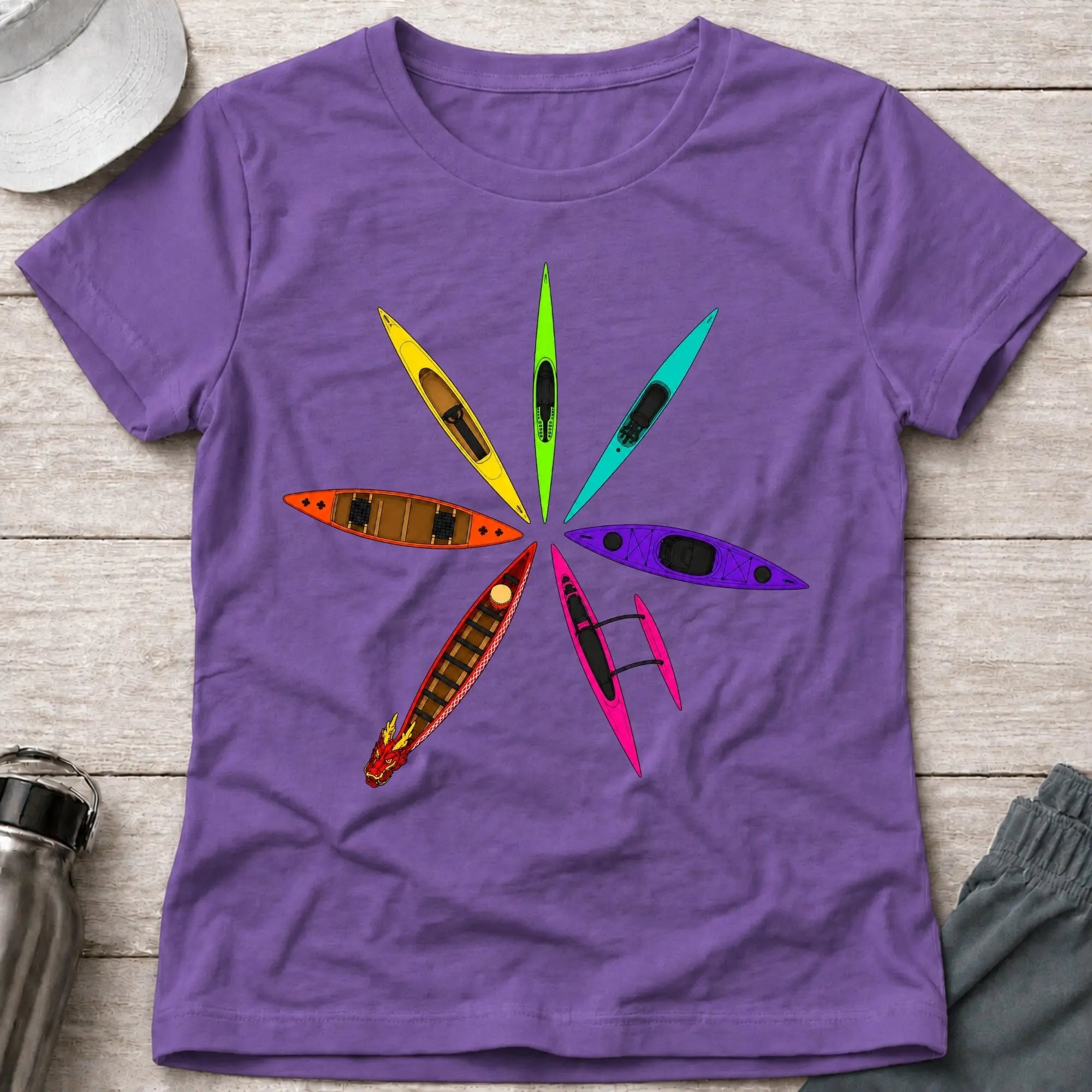 Heather Purple Full Bloom fitted paddling tee with bold multicolour graphic — Vector Paddle